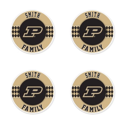 Purdue Boilermakers 4" Personalized Circular Coasters 4-Pack Set