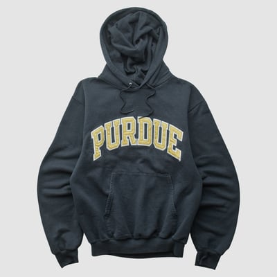 Purdue Boilermakers Champion 2000s Hooded Pullover Sweatshirt - Black - XXS by Fanatics Real Vintage