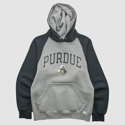 Purdue Boilermakers Russell 2010s Hooded Pullover Sweatshirt - Heather Gray - XXS by Fanatics Real Vintage