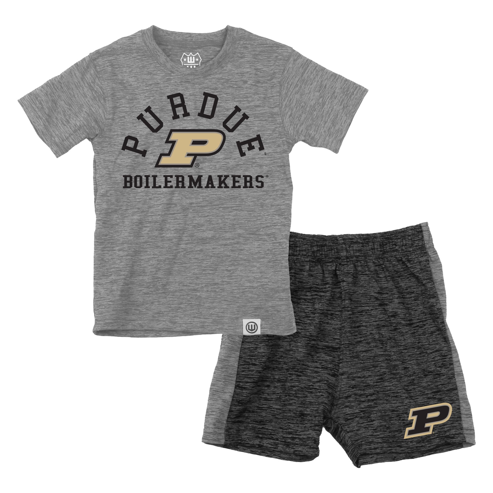 Ensemble t-shirt et short Wes & Willy Charcoal Purdue Boilermakers Cloudy Yarn pour tout-petits
