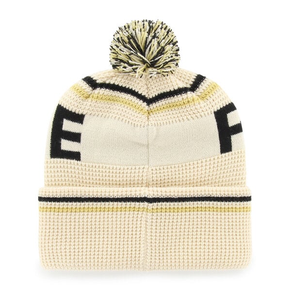 Bonnet unisexe '47 crème Purdue Boilermakers en maille gaufrée à revers avec pompon
