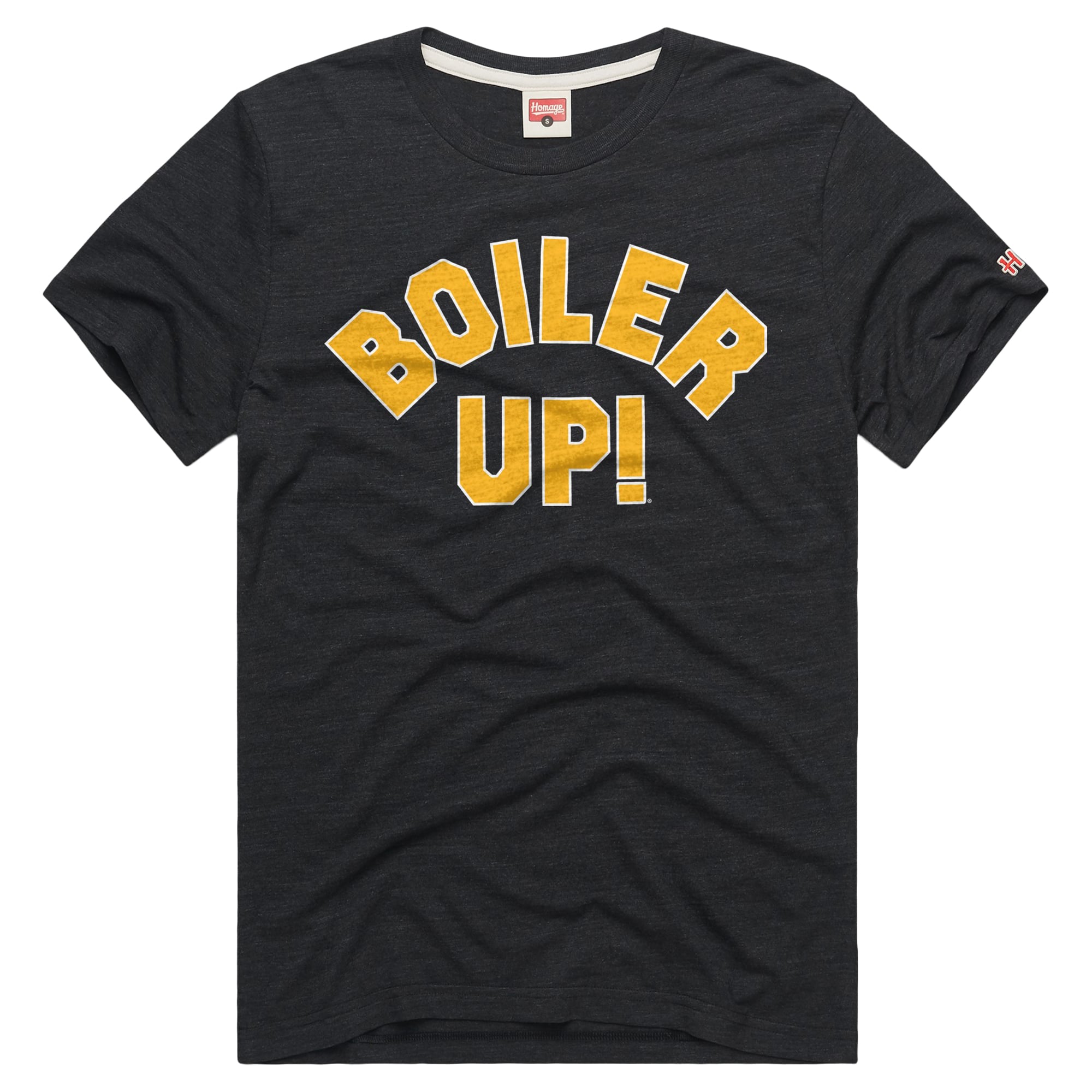 T-shirt unisexe Hommage Charcoal Purdue Boilermakers Block Boiler Up Tri-Blend