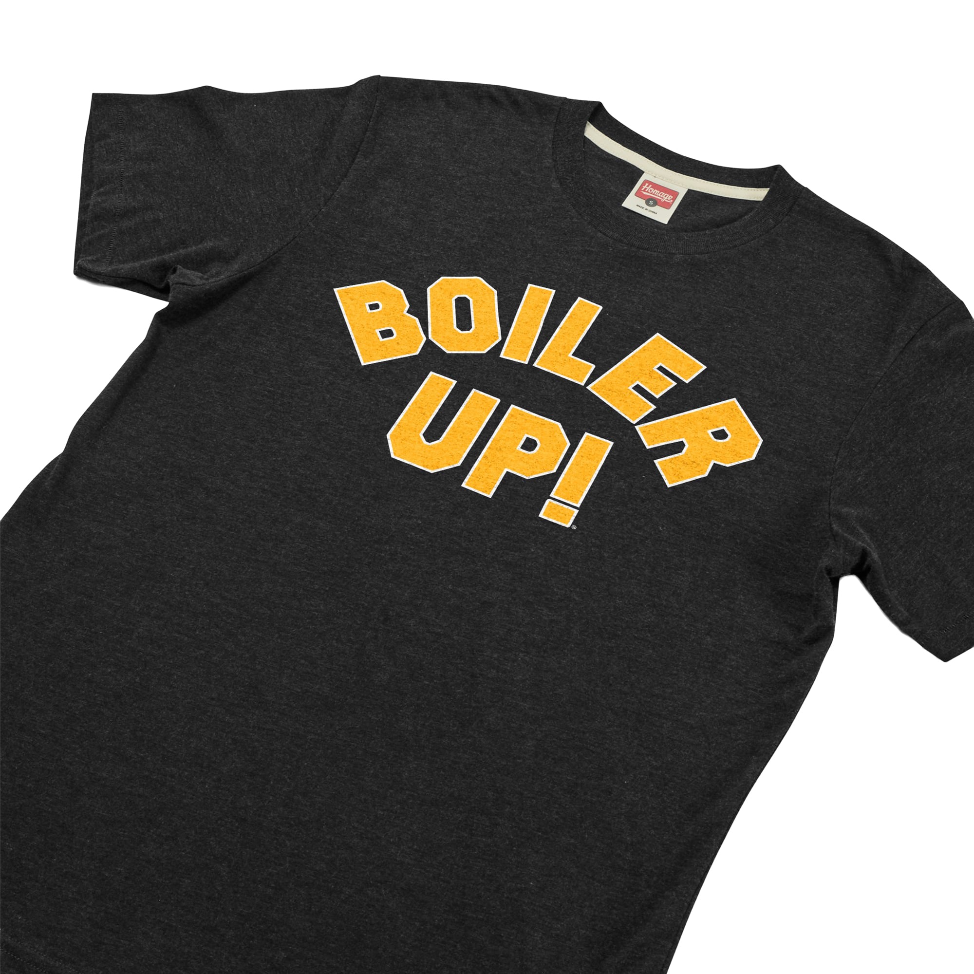 T-shirt unisexe Hommage Charcoal Purdue Boilermakers Block Boiler Up Tri-Blend