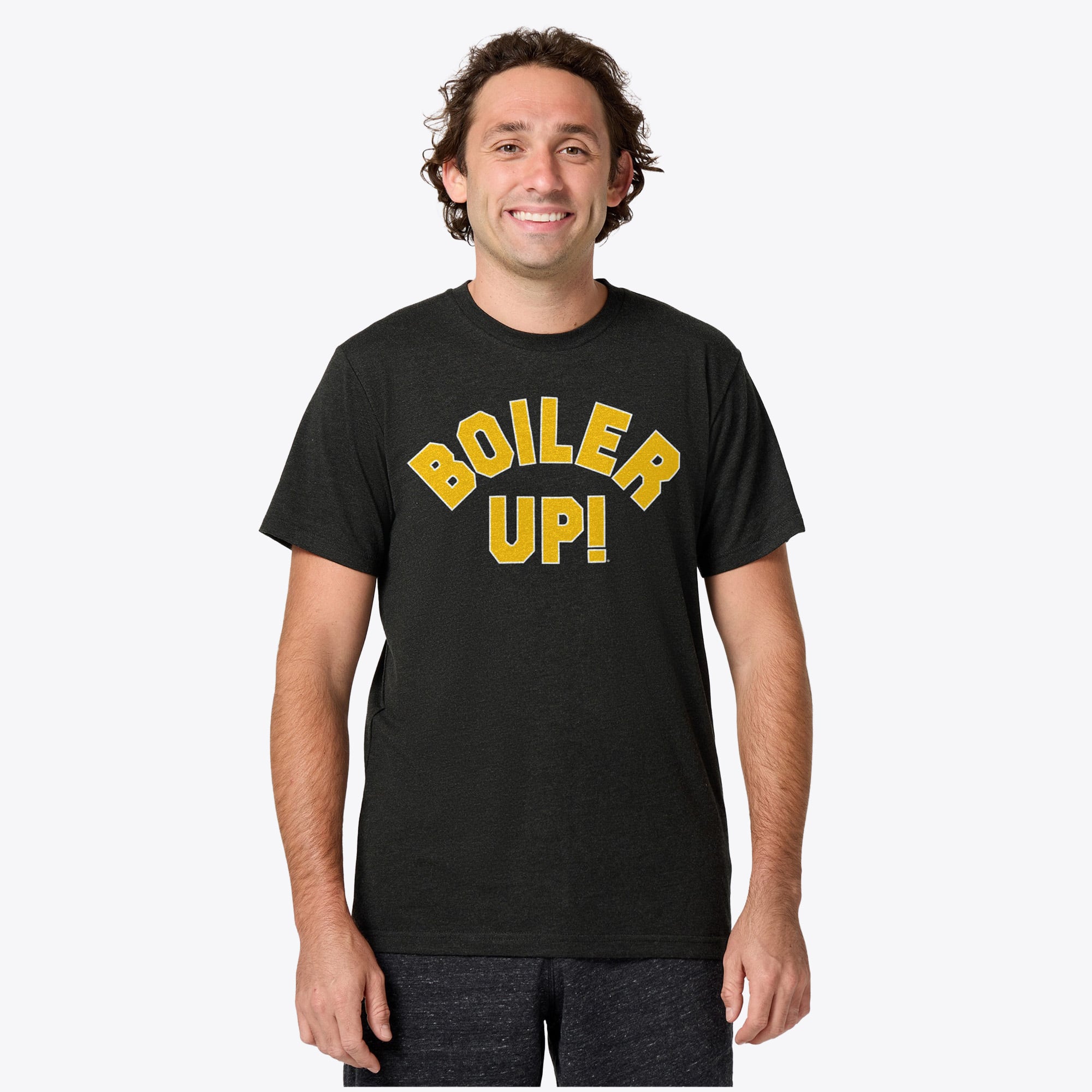 T-shirt unisexe Hommage Charcoal Purdue Boilermakers Block Boiler Up Tri-Blend