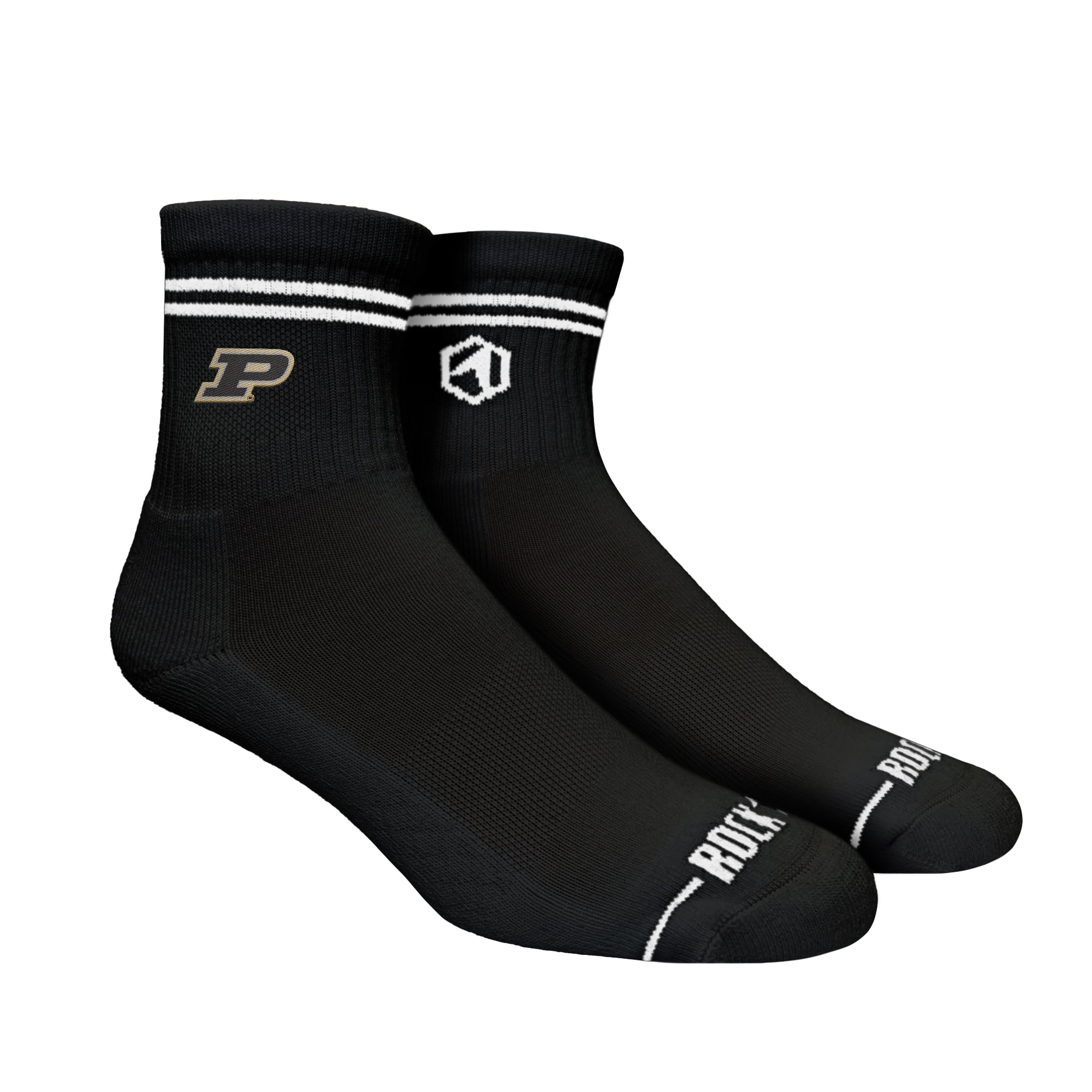 Chaussettes unisexes Rock Em Black Purdue Boilermakers à rayures décontractées mi-longues
