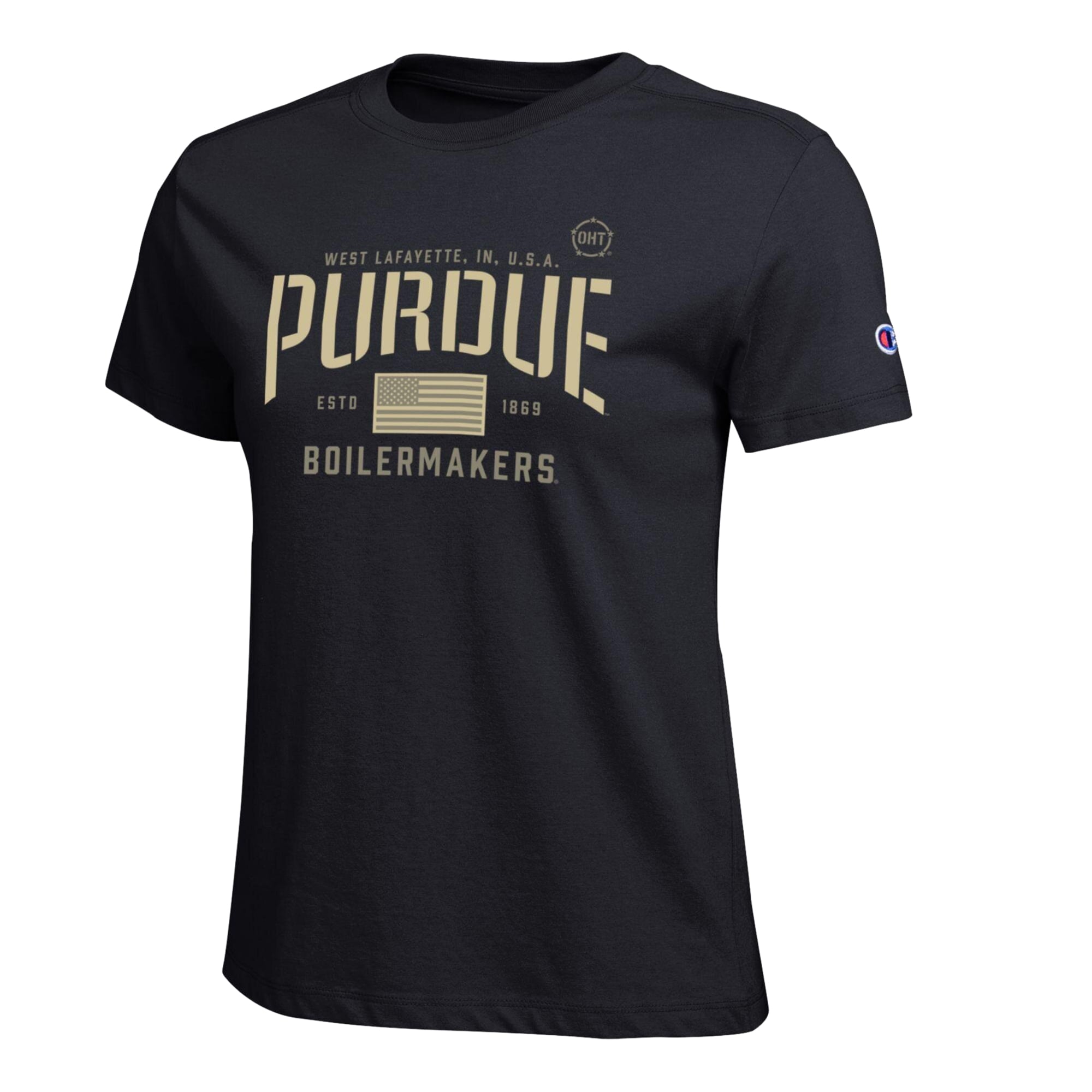 Women's Champion  Black Purdue Boilermakers Operation Hat Trick Core T-Shirt