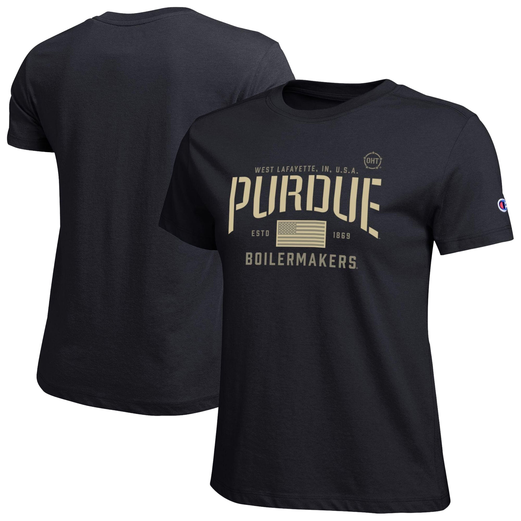 Women's Champion Black Purdue Boilermakers Operation Hat Trick Core T-Shirt