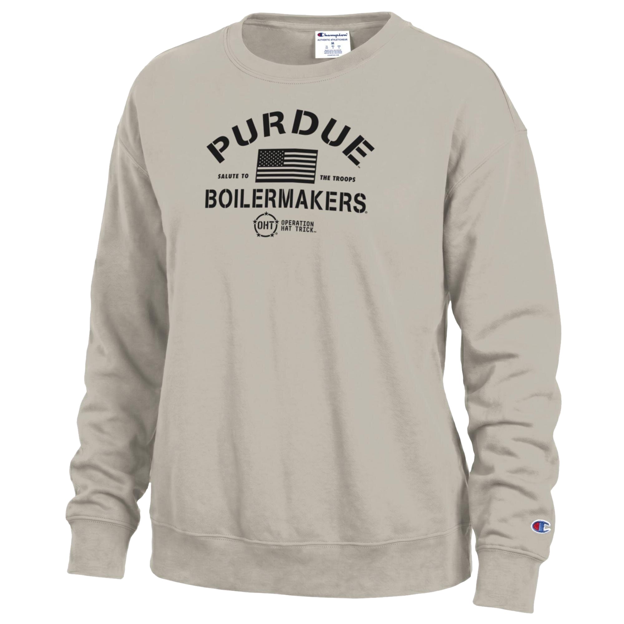 Women's Champion Tan Purdue Boilermakers Operation Hat Trick Powerblend Sweatshirt
