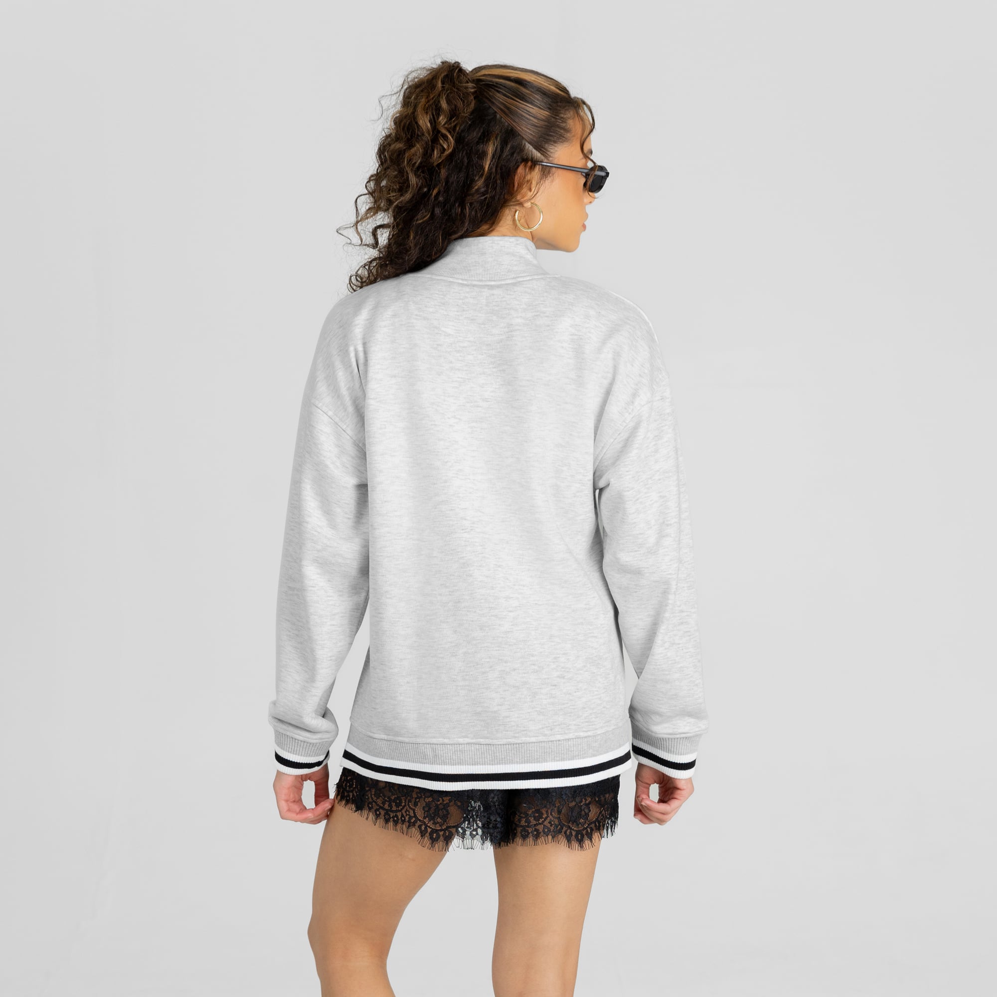 Women's Gameday Couture Gray Purdue Boilermakers Rally Point Contrast Stripe Mock Neck Sweatshirt