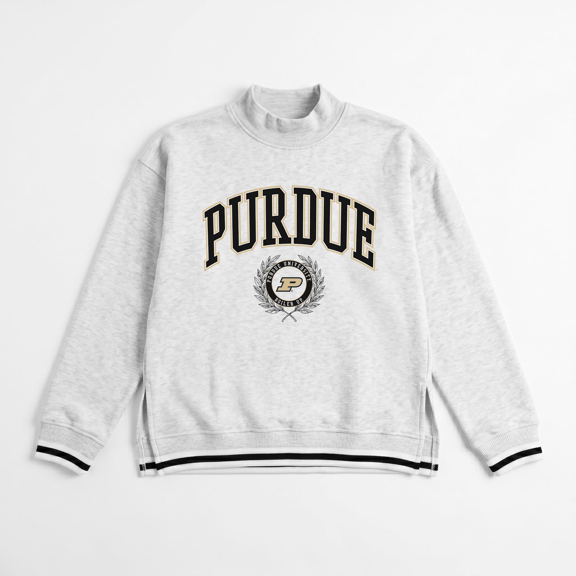 Women's Gameday Couture Gray Purdue Boilermakers Rally Point Contrast Stripe Mock Neck Sweatshirt