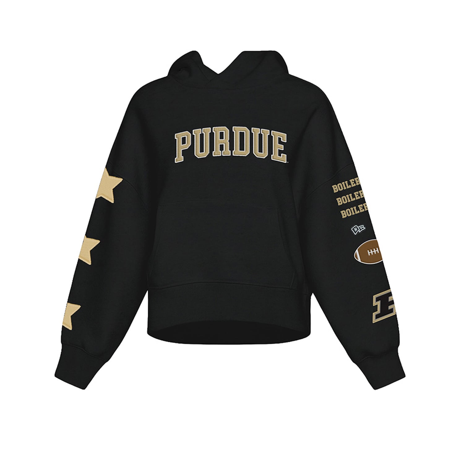 Sweat à capuche court noir Purdue Boilermakers pour femmes de la marque Hype and Vice