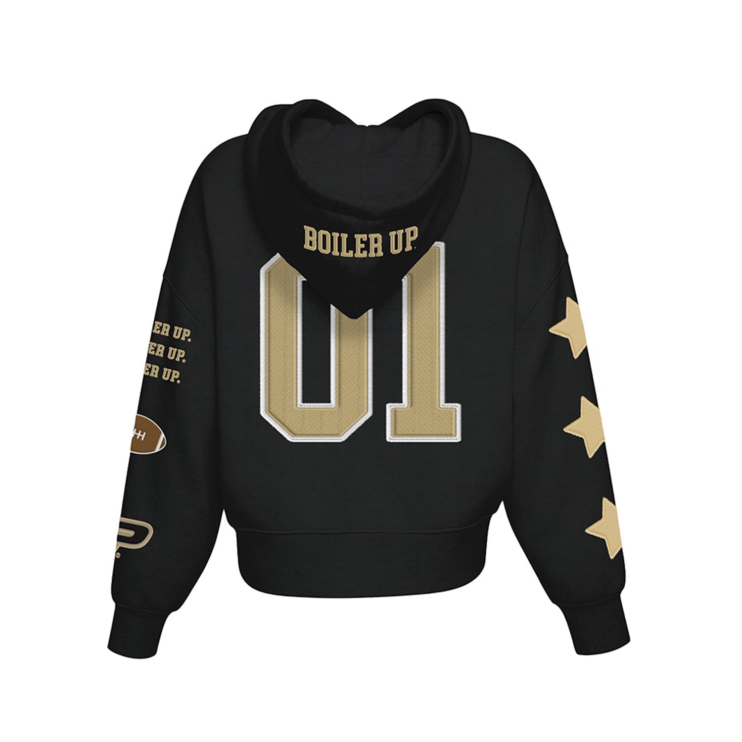 Sweat à capuche court noir Purdue Boilermakers pour femmes de la marque Hype and Vice