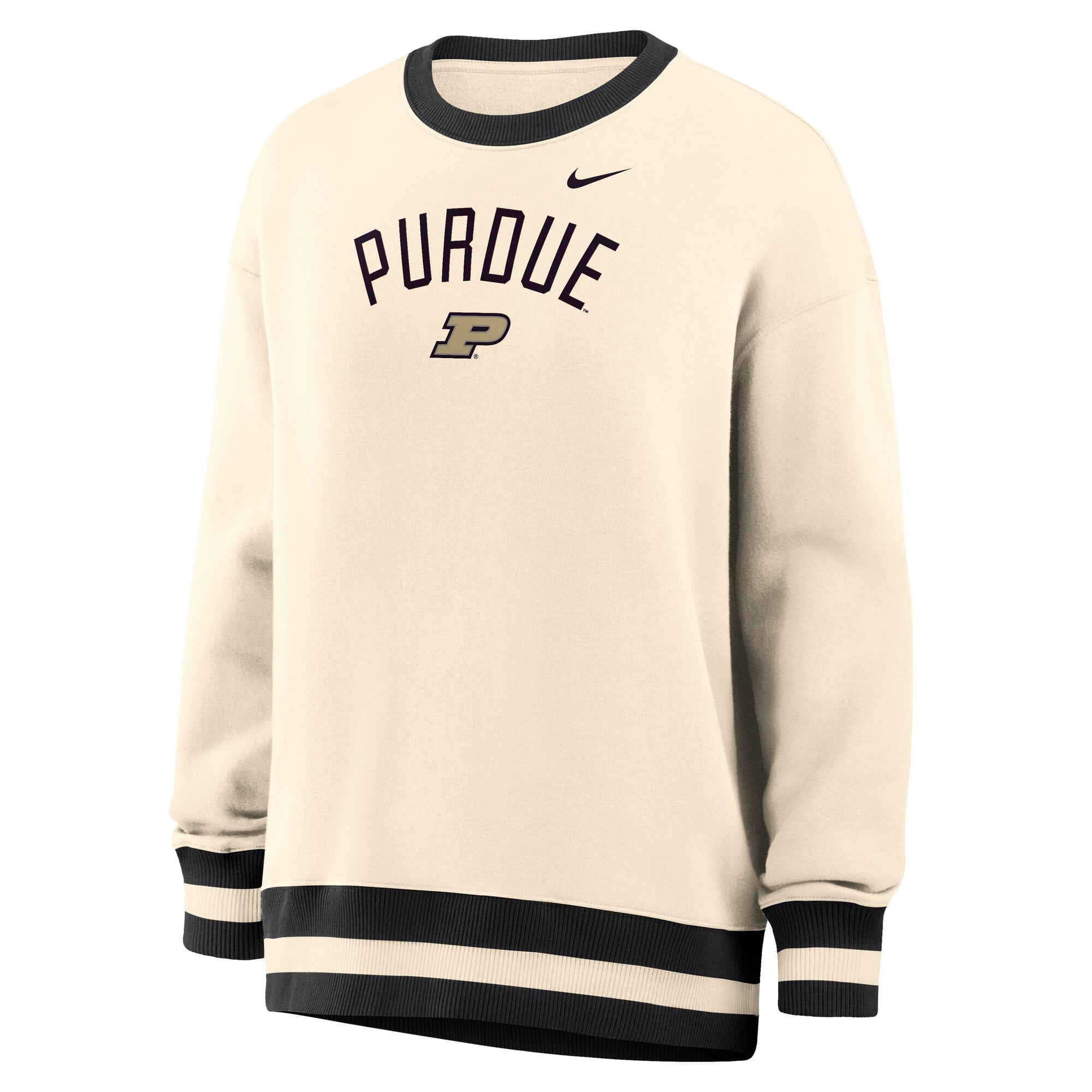Women's Nike Natural Purdue Boilermakers Oversized Phoenix Fleece Sweatshirt