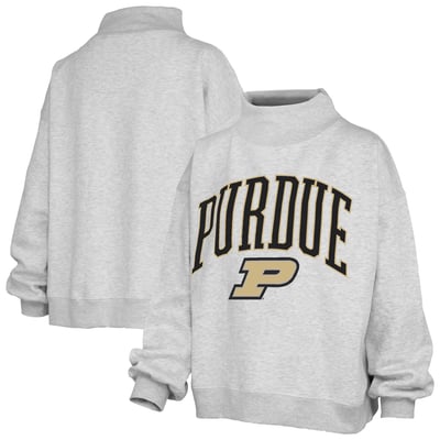 Purdue Boilermakers Pressbox Women's Nelson Texture Lingo Mock Neck Fleece Sweatshirt - Gray