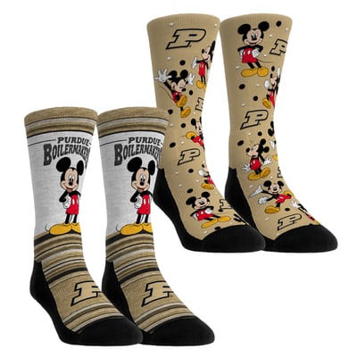  Purdue Boilermakers Rock Em Youth Mickey Mouse Two-Pack Crew Socks Set - Gold