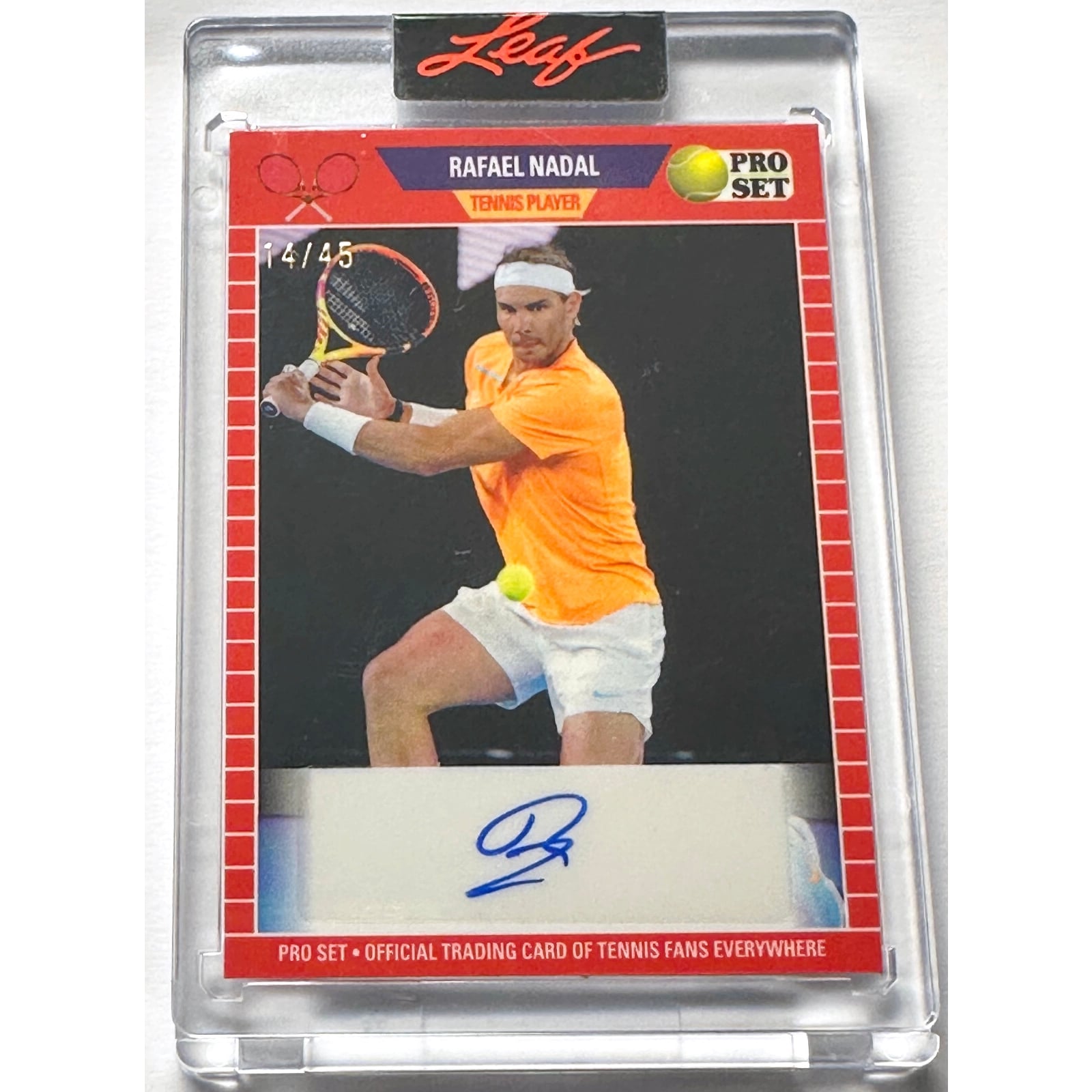Rafael Nadal Signed 2023 Leaf Pro-set 1989 Style Tennis Auto 14/45 