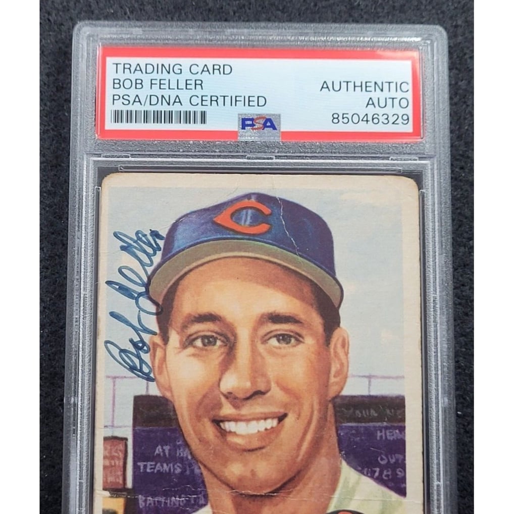 Rare 1953 BOB FELLER Signed Topps Baseball Card-HOF-CLEVELAND 