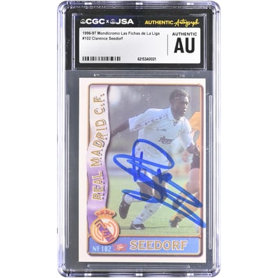 Clarence Seedorf Real Madrid dédicacé 1996-97 Mundicromo Las Fichas de La Liga #102 Carte de recrue authentifiée CGC