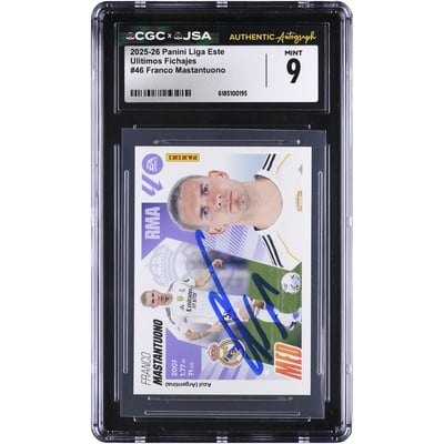 Franco Mastantuono Real Madrid Autographié 2025-26 Panini Liga Este Últimos Fichajes #46 CGC Authentifié MINT 9 Rookie Card