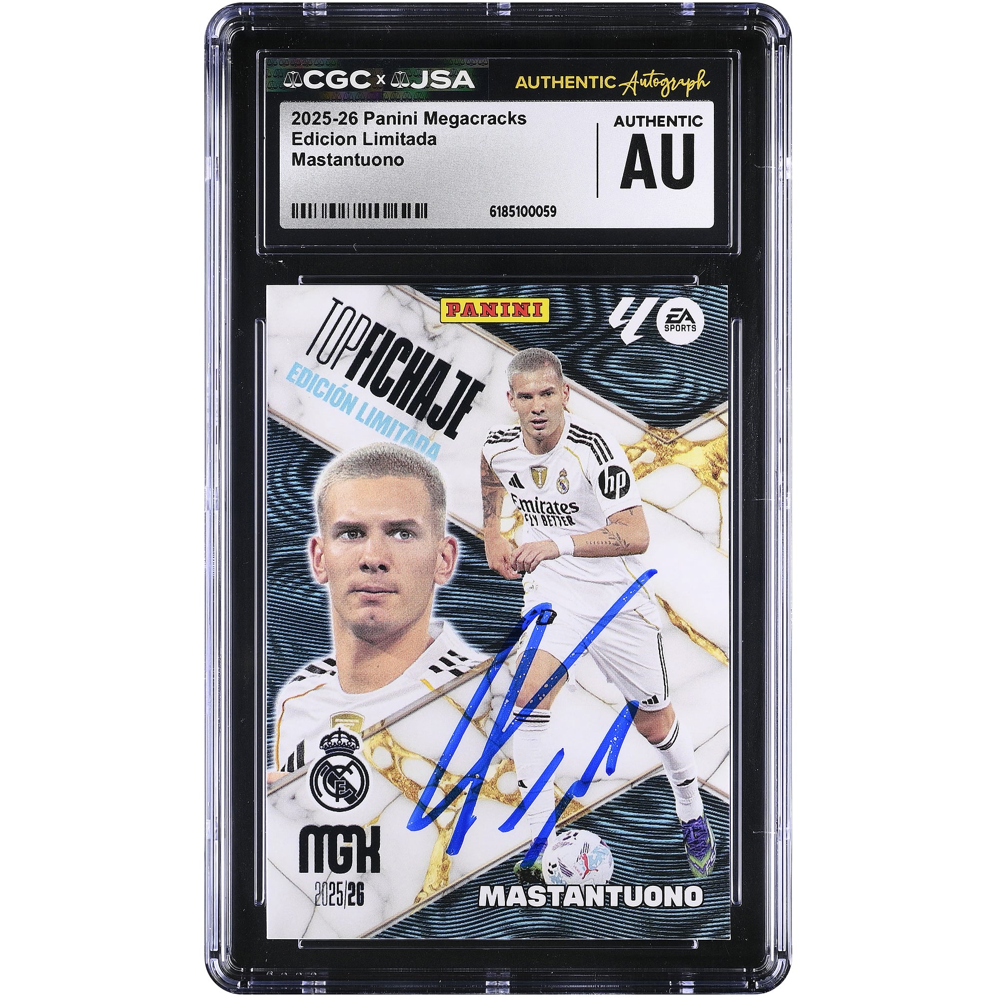 Franco Mastantuono Real Madrid Autographié 2025-26 Panini Megacracks Edicion Limitada #NNO CGC Carte de recrue authentifiée