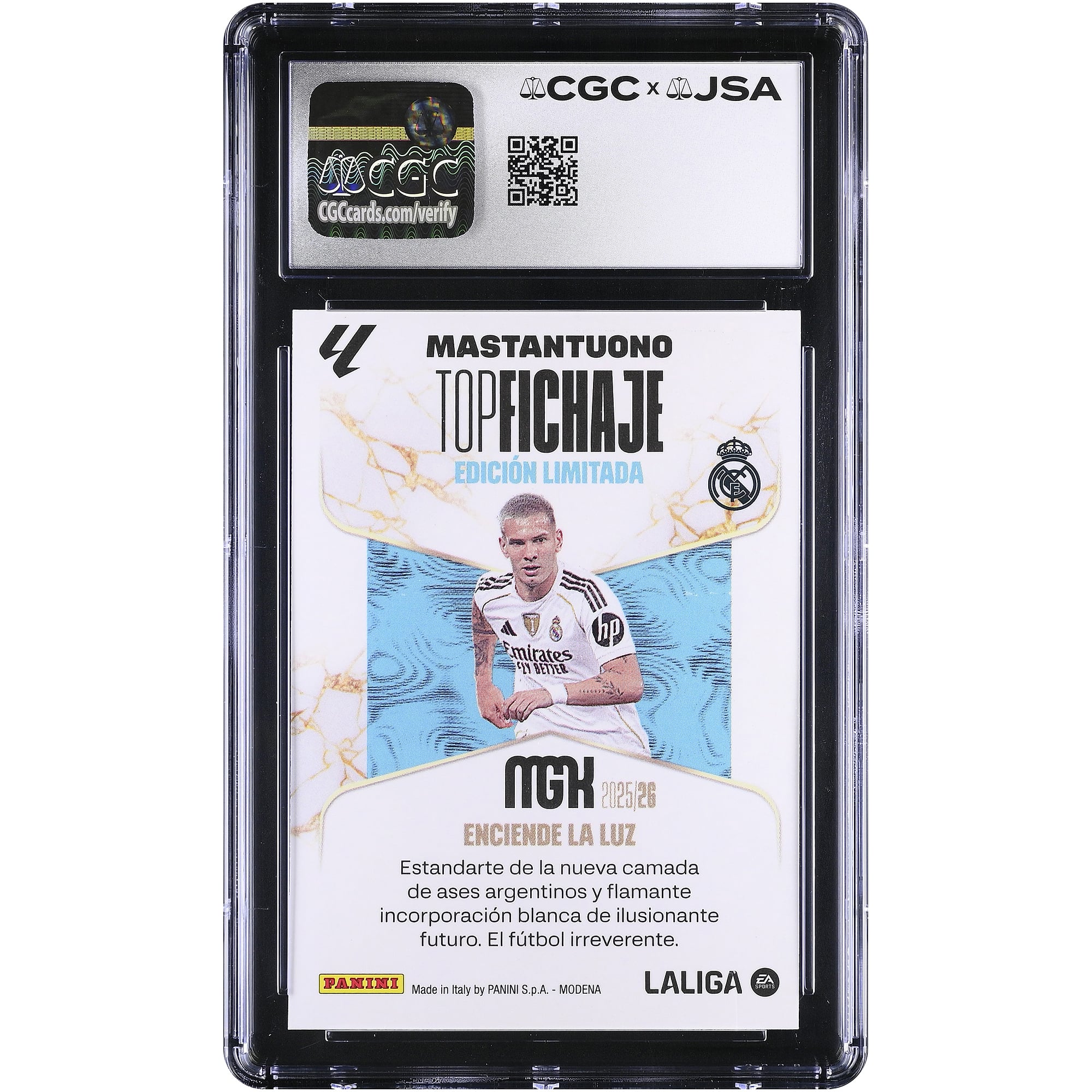 Franco Mastantuono Real Madrid Autographié 2025-26 Panini Megacracks Edicion Limitada #NNO CGC Carte de recrue authentifiée