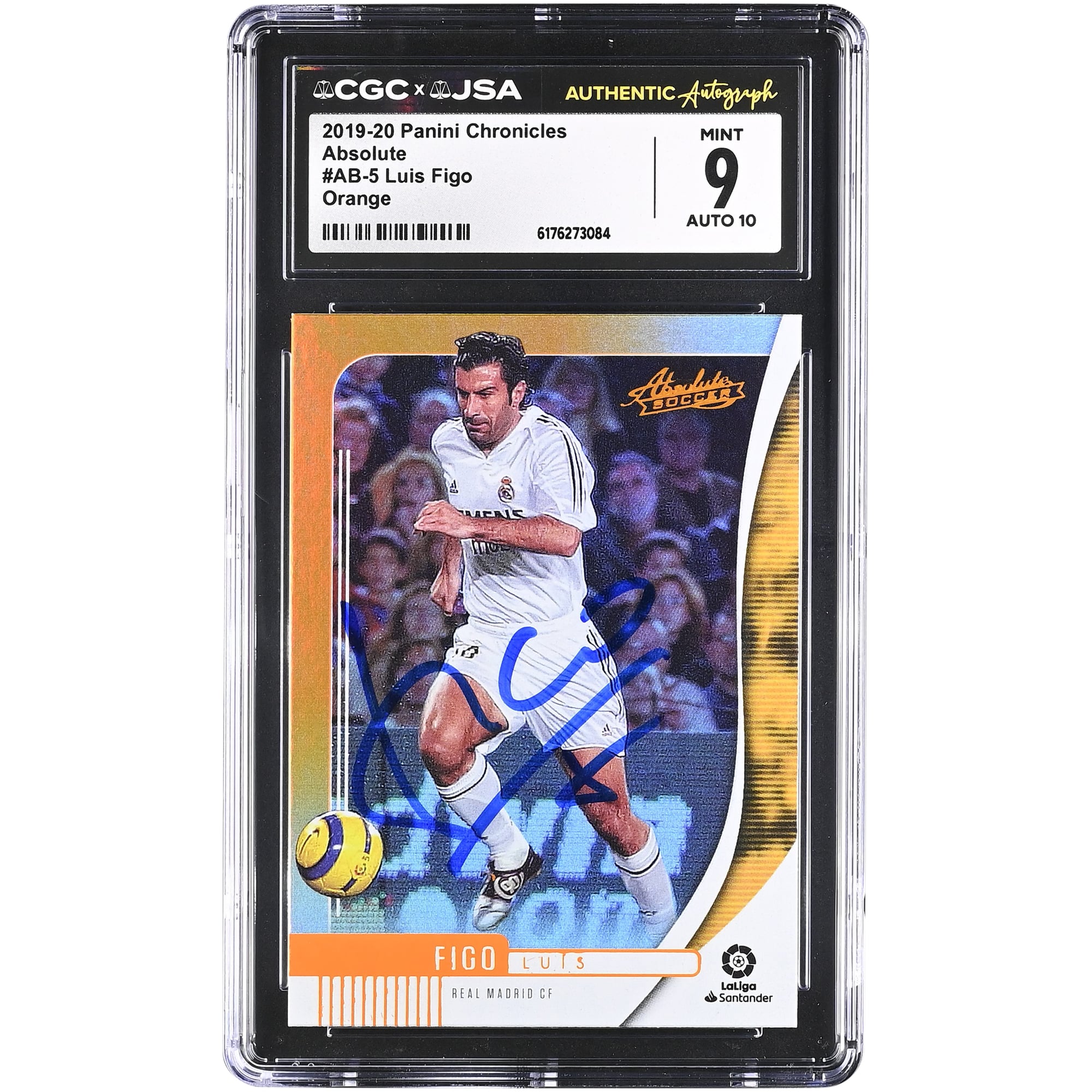 Luis Figo Real Madrid Autographed 2019-20 Panini Chronicles Absolute #AB-5 CGC Authenticated 9/10 Card