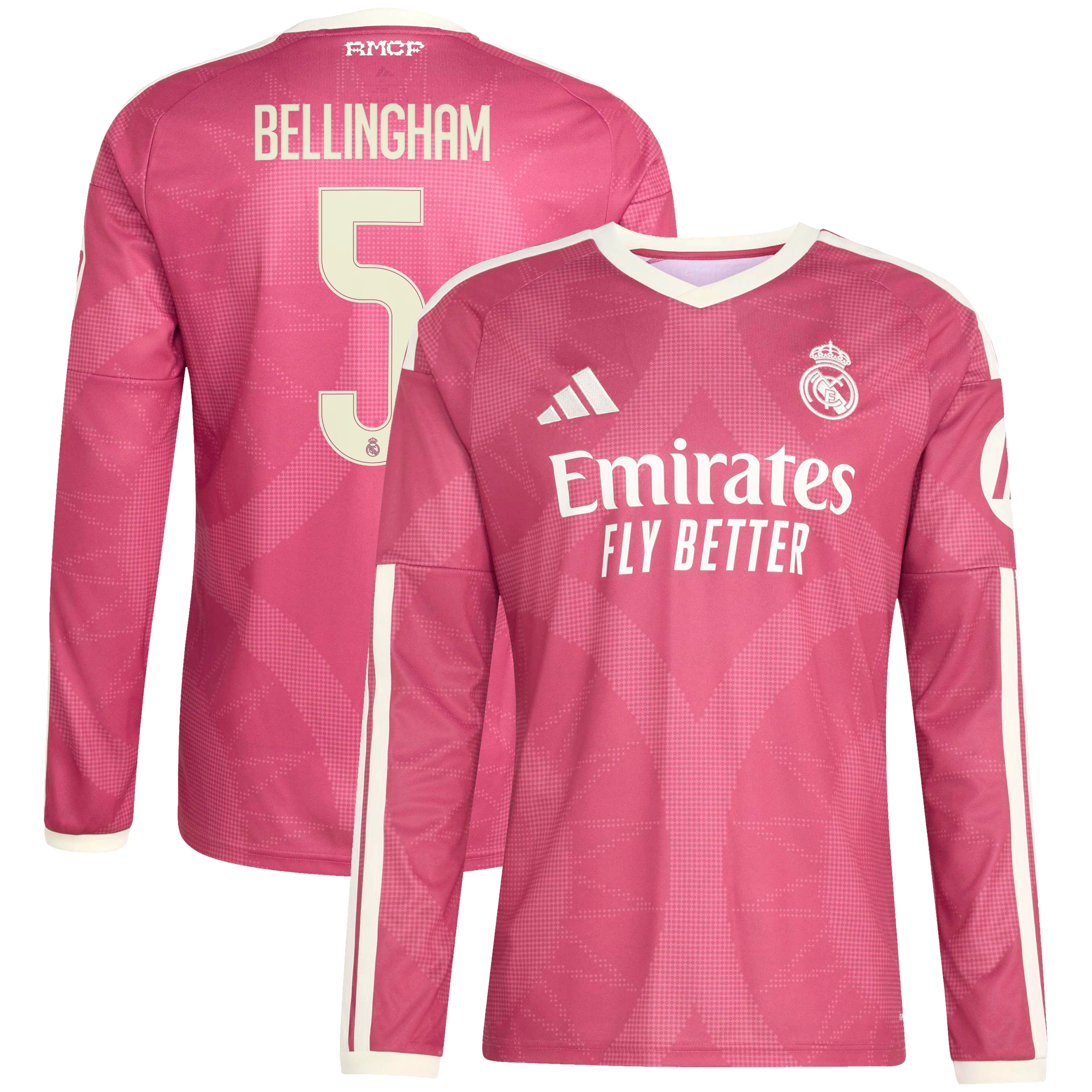 Maillot réplique adidas Jude Bellingham rose Real Madrid 2026/27 à manches longues pour homme