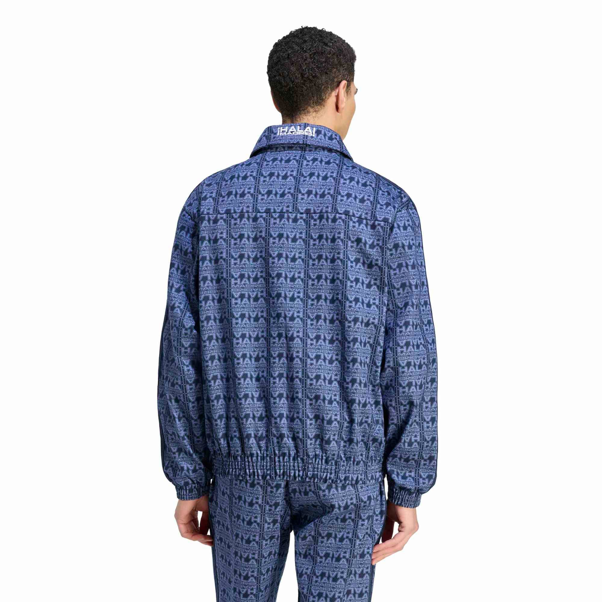 Veste de survêtement adidas Real Madrid bleu marine pour homme, fermeture éclair intégrale.