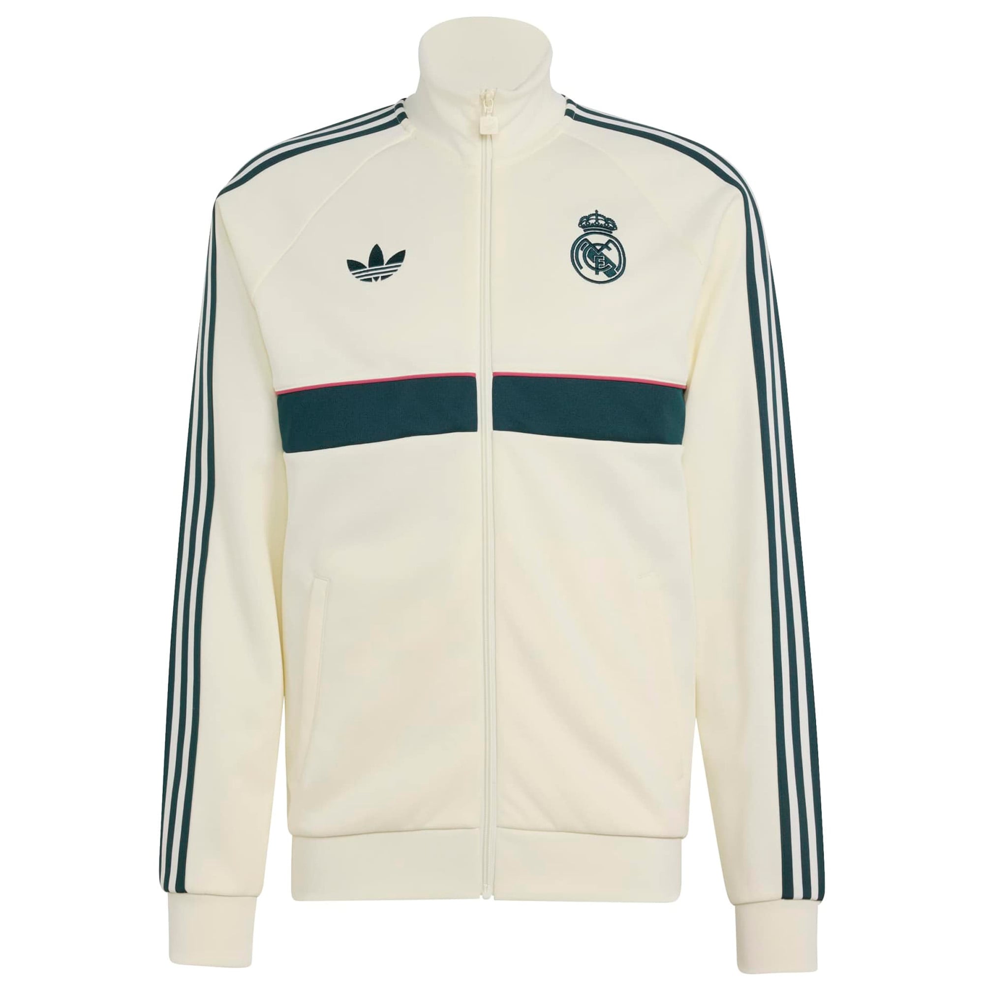 Veste de survêtement zippée adidas Originals Real Madrid Icon crème pour homme
