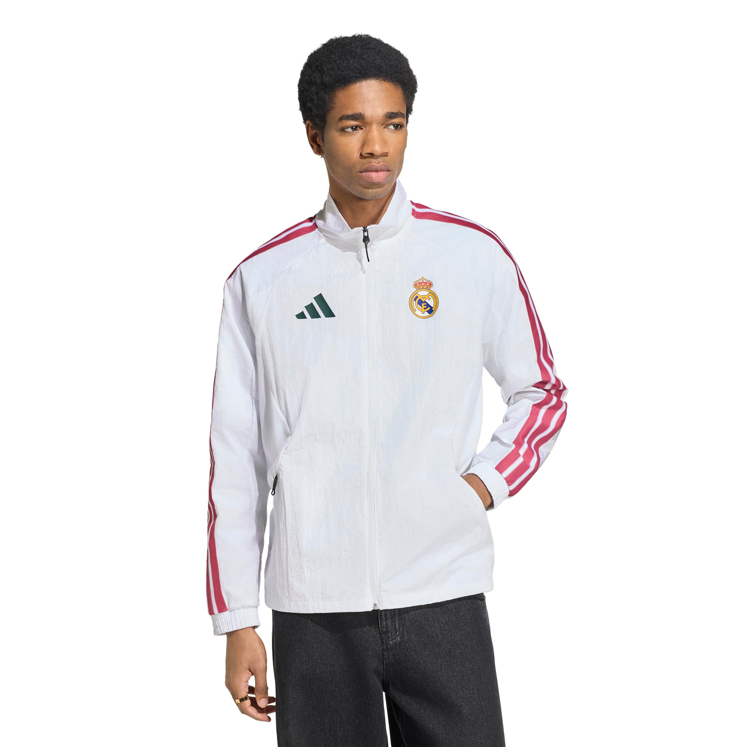 Men's adidas White Real Madrid 2026 Full-Zip Anthem Jacket