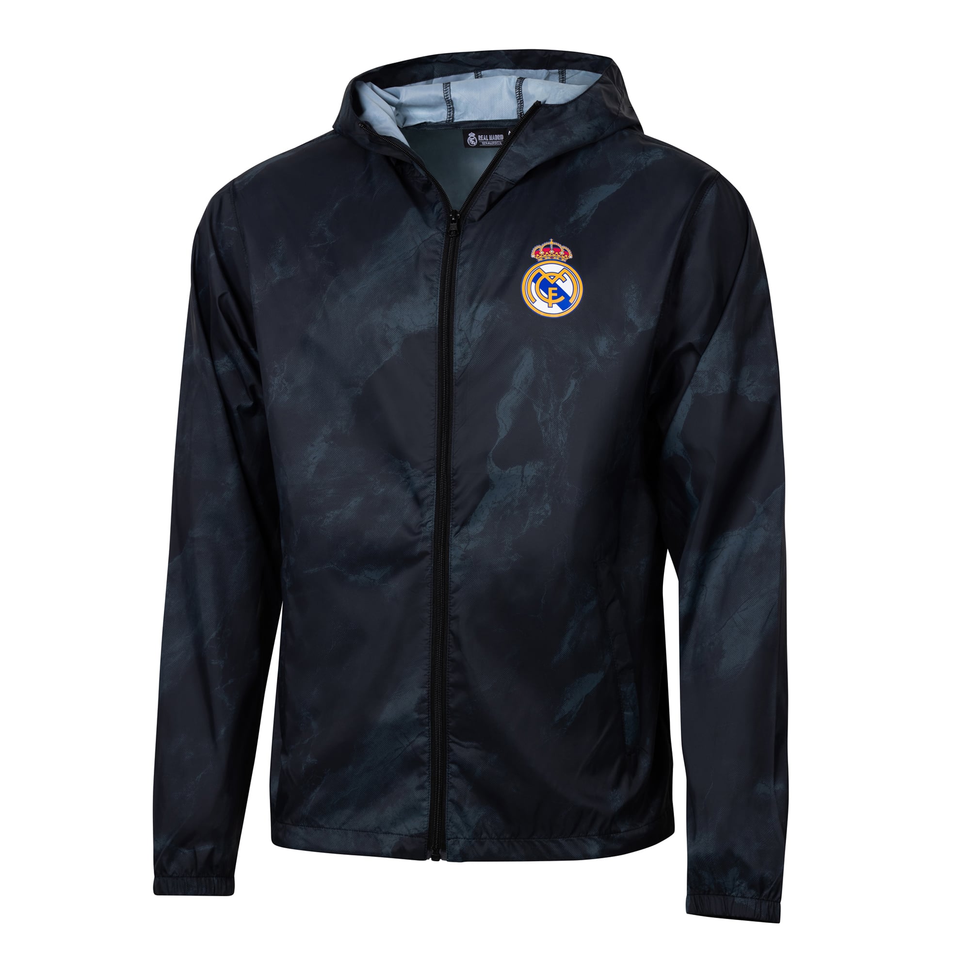 Veste coupe-vent zippée intégrale Real Madrid Breeze noire de Sport Design Sweden pour homme