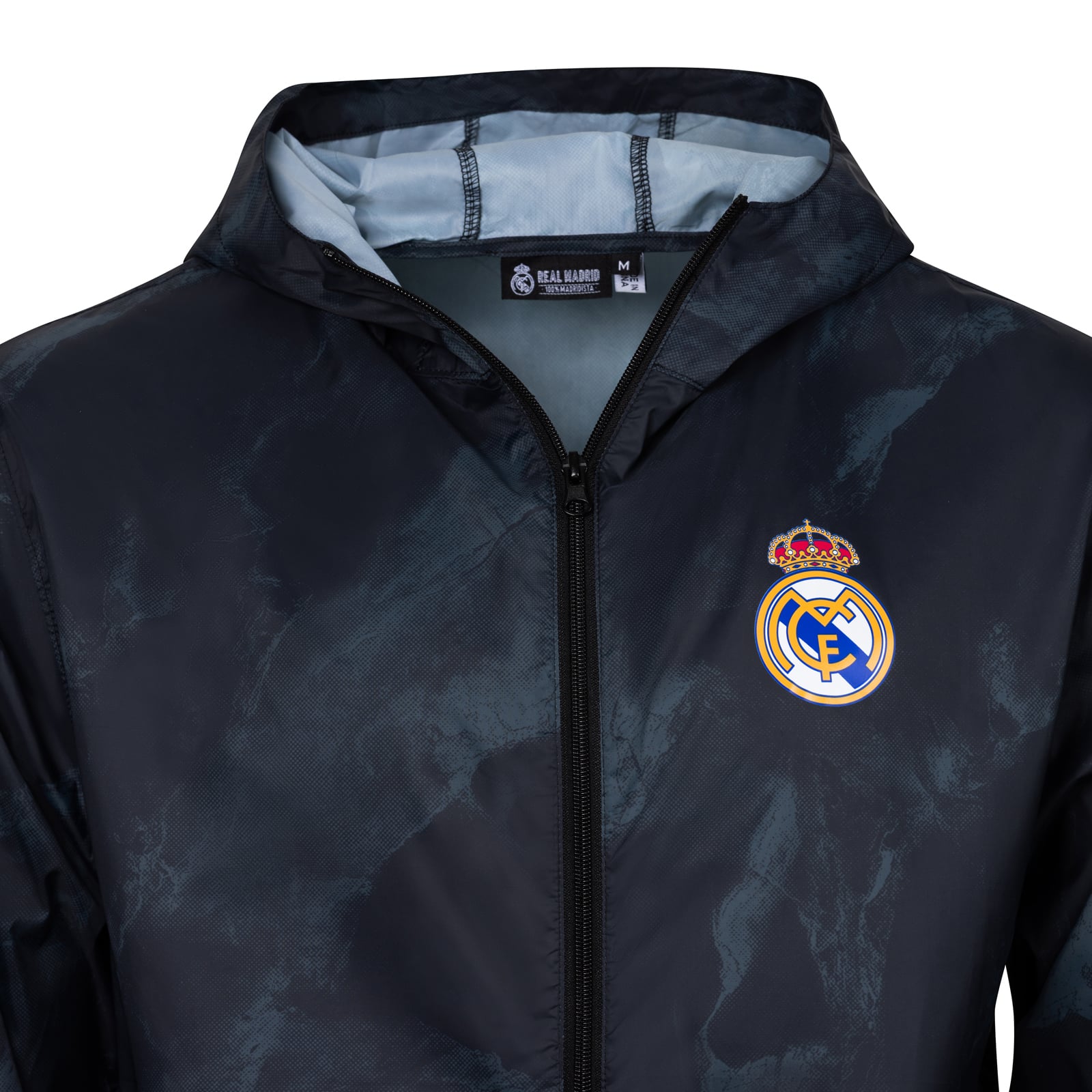 Veste coupe-vent zippée intégrale Real Madrid Breeze noire de Sport Design Sweden pour homme
