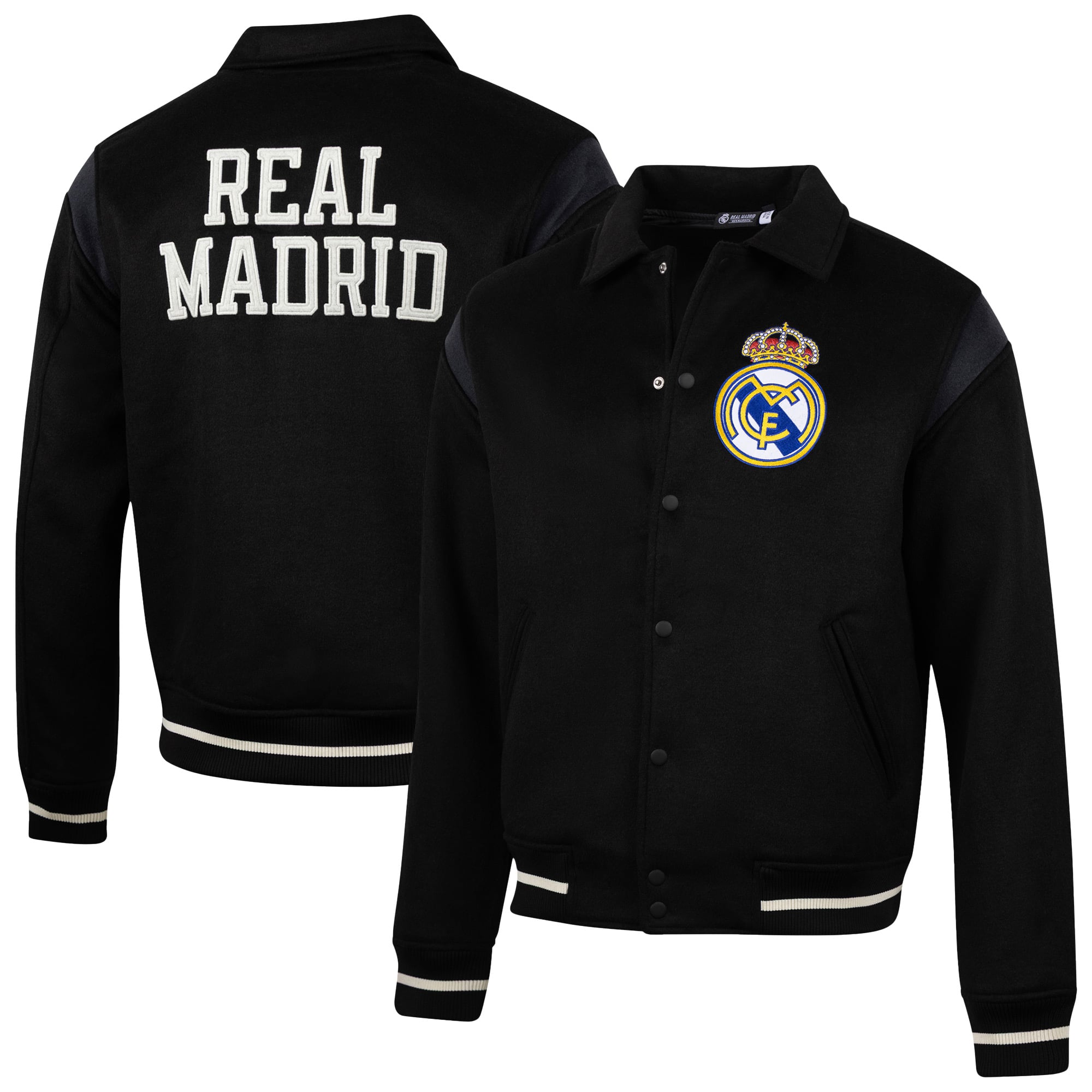 Veste universitaire noire à boutons-pression Real Madrid Victory de la marque Sport Design Sweden pour homme