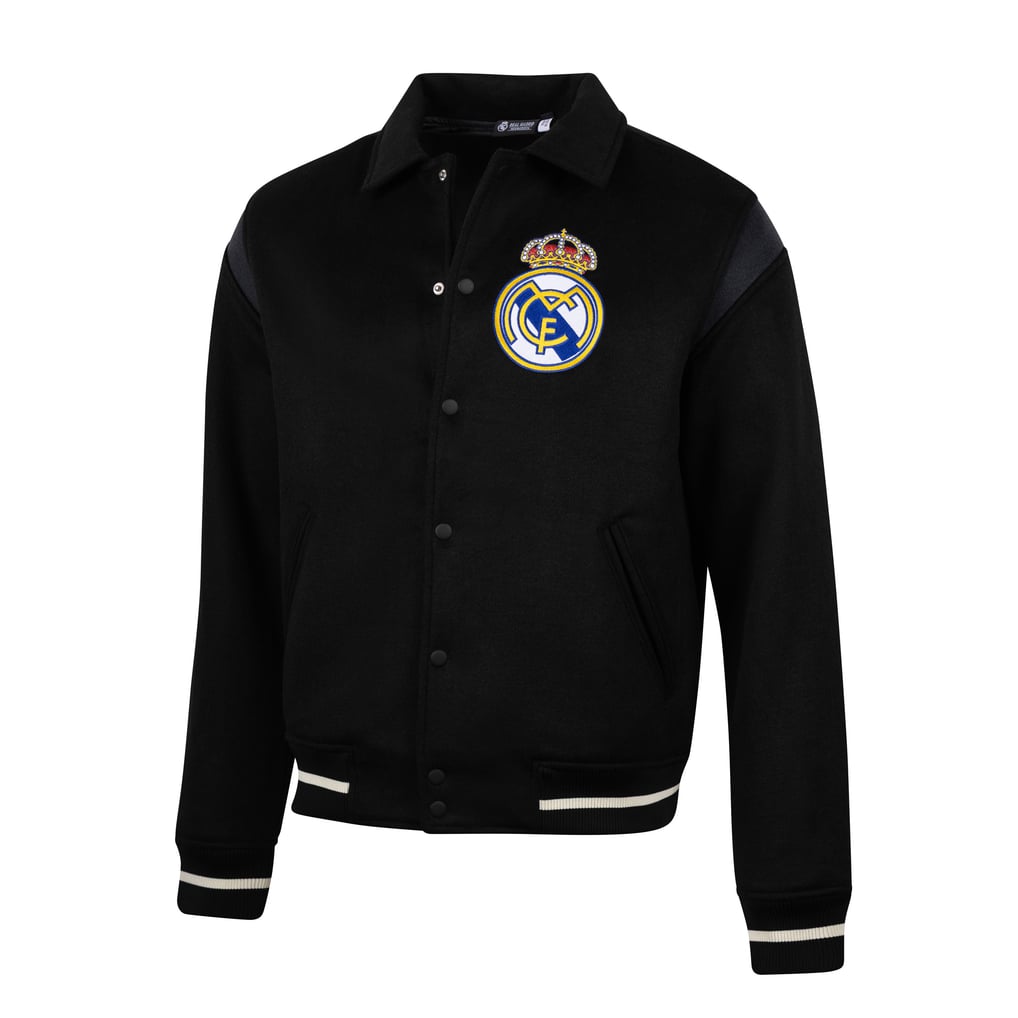 Real Madrid Sport Design Sweden Victory Varsity Full-Snap Jacket - Black