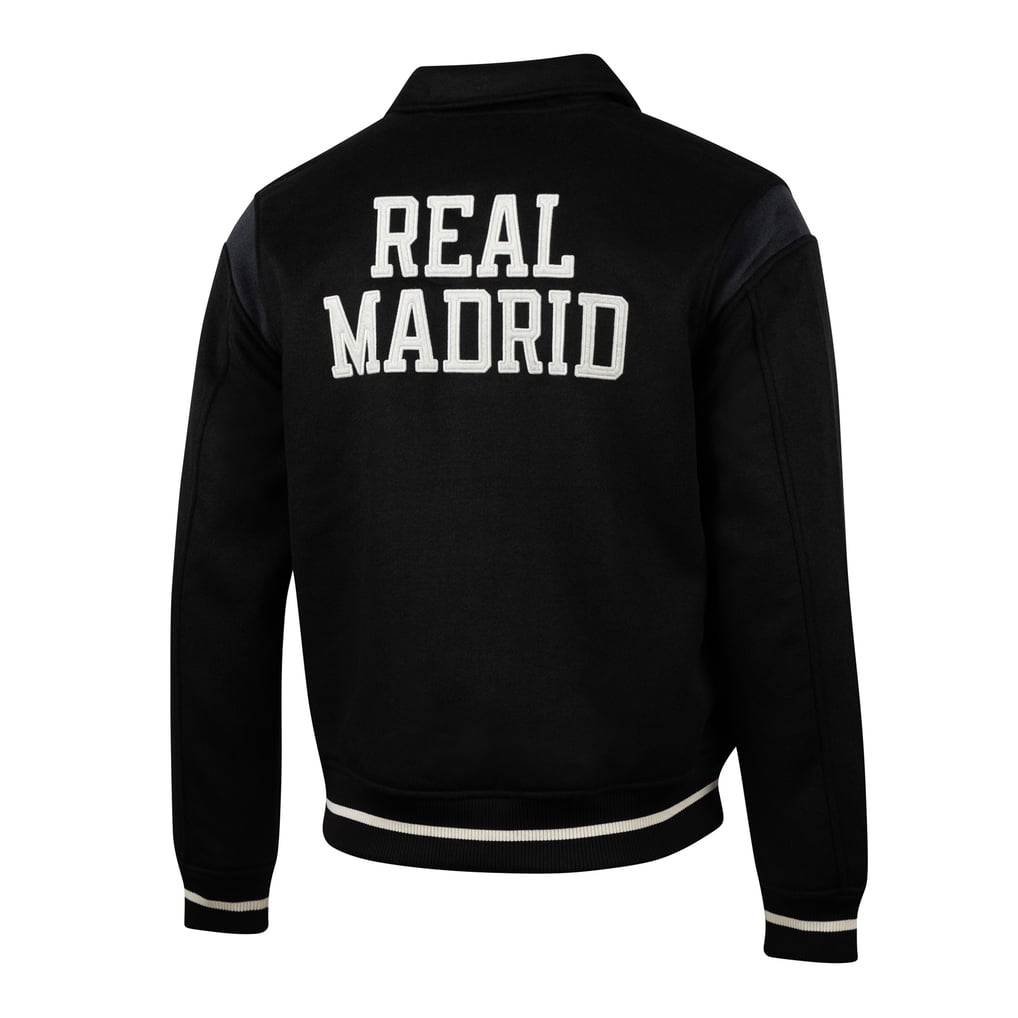 Real Madrid Sport Design Sweden Victory Varsity Full-Snap Jacket - Black