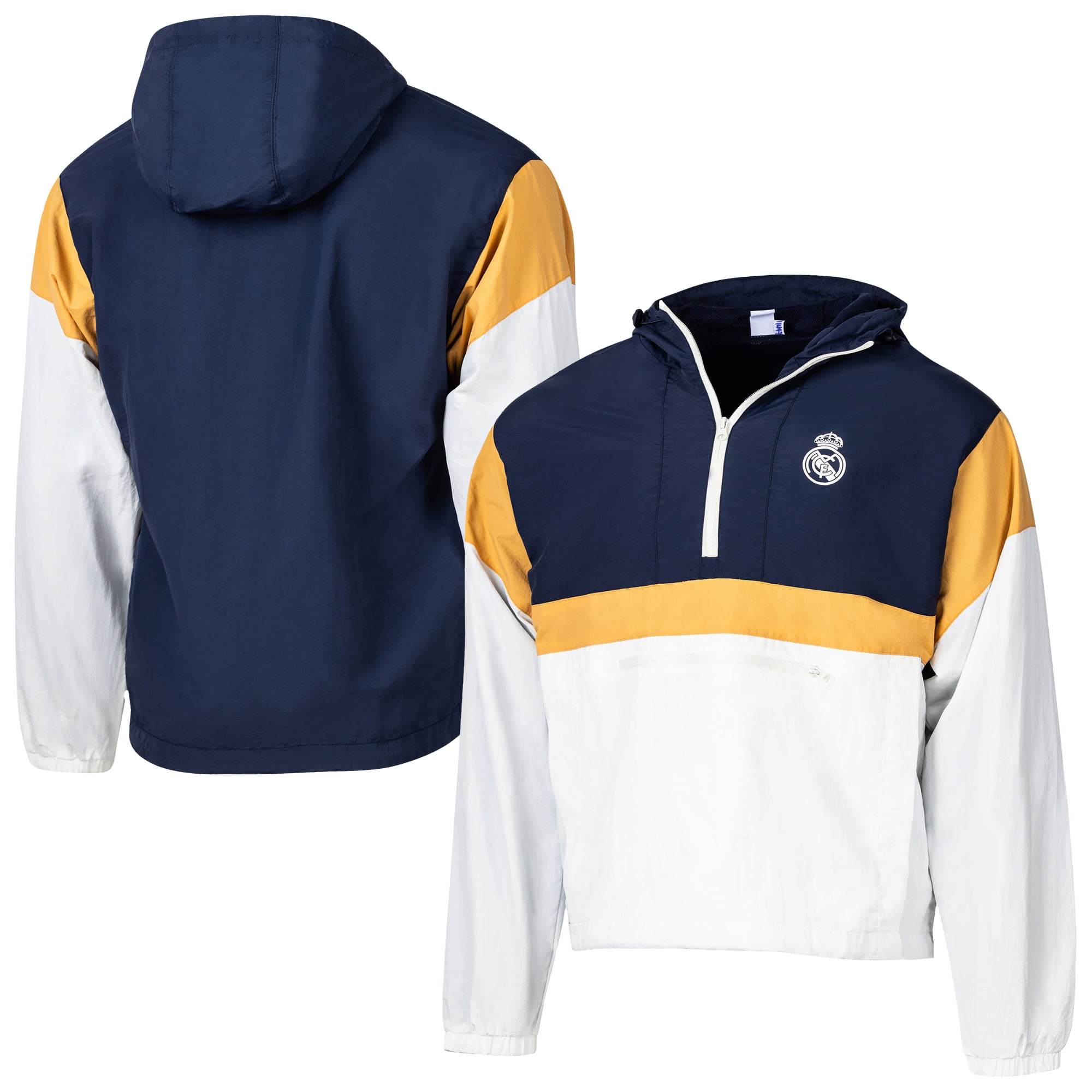 Veste anorak premium à quart de zip pour homme, bleu marine, motif Sport Design Sweden Real Madrid Starer