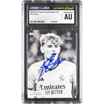 Carte de recrue autographiée de Nico Paz (Real Madrid) 2023-24 Topps Simplicidad UCC #NNO, authentifiée par CGC