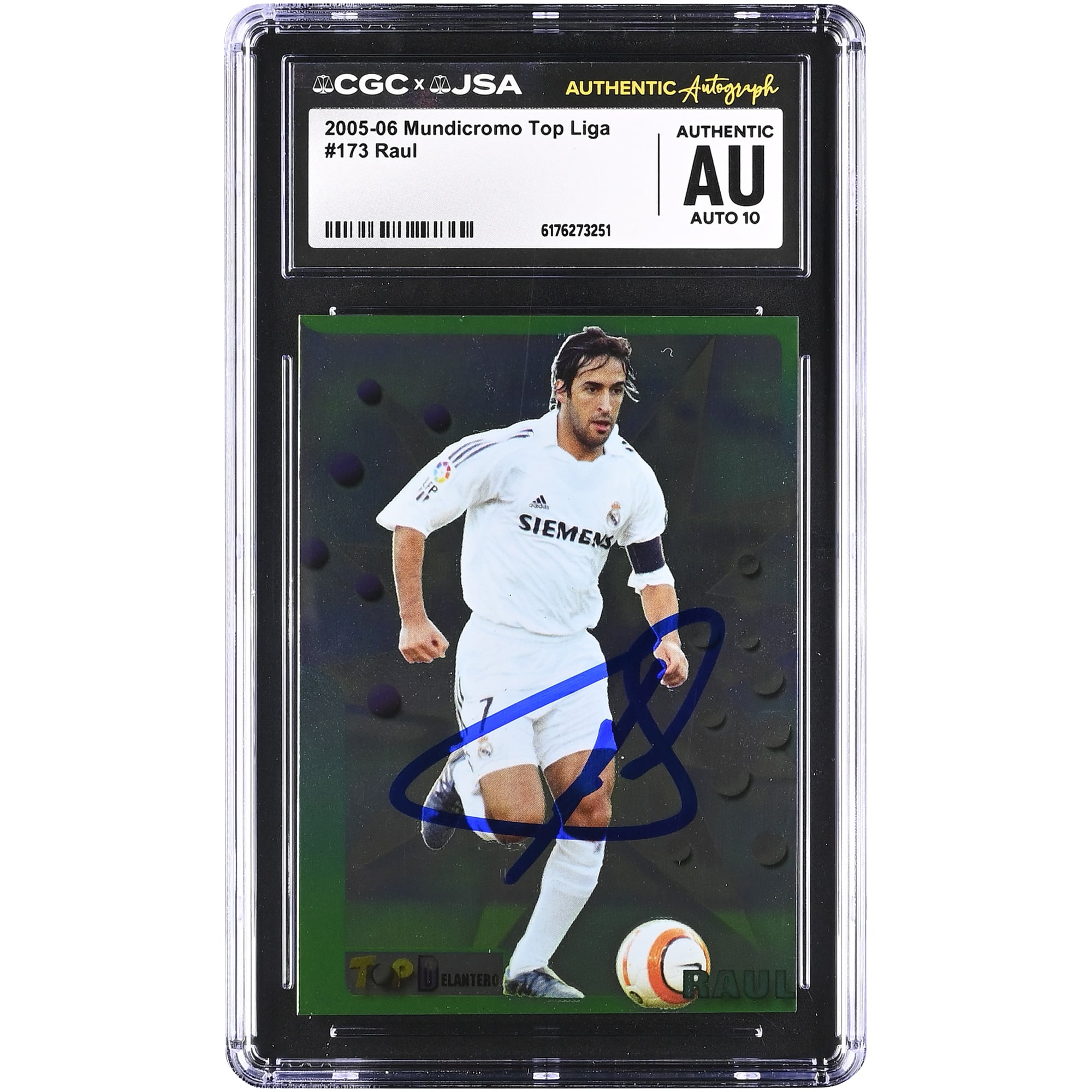 Raúl González Real Madrid Autographed 2005-06 Mundicromo Top Liga #173 CGC Authenticated Auto 10 Card