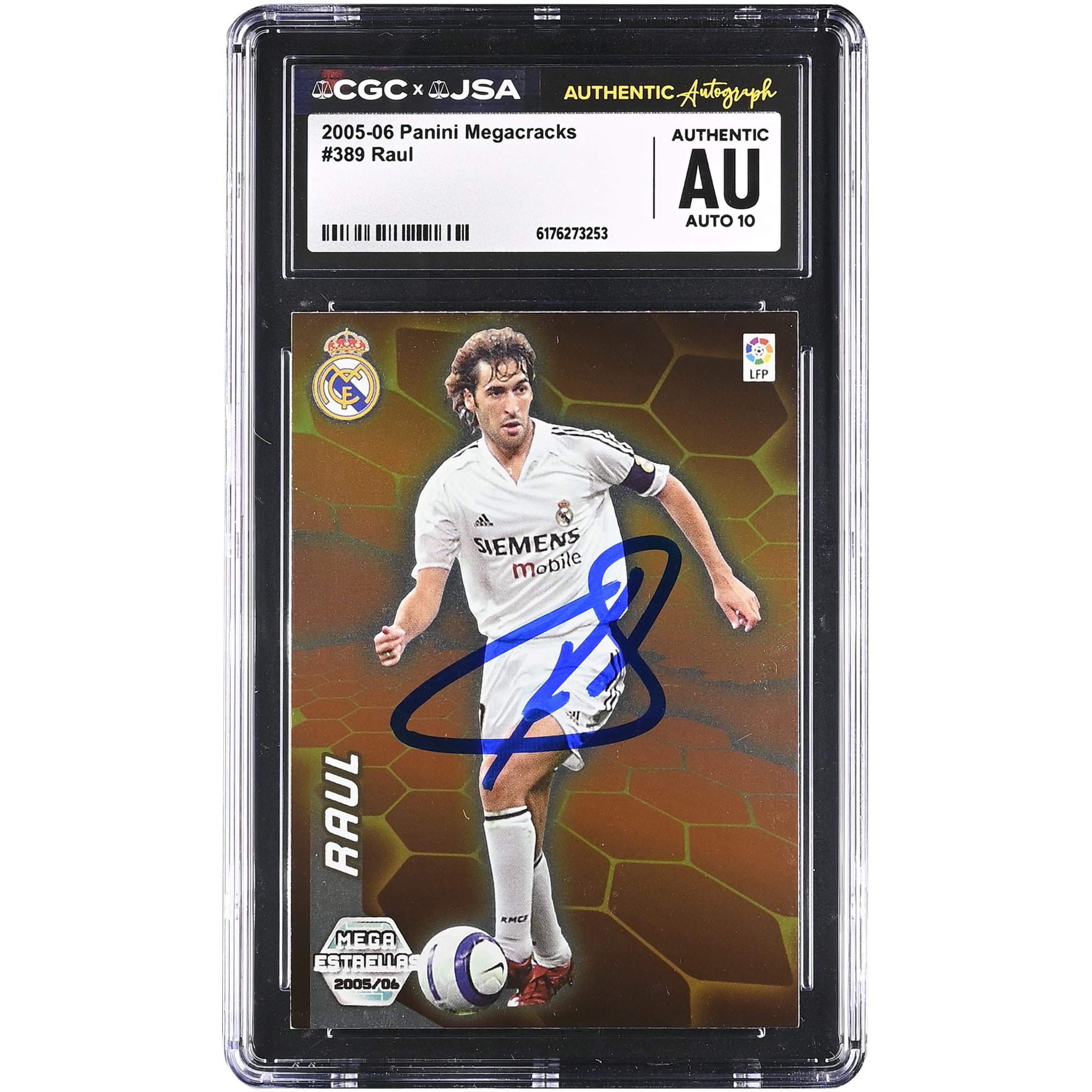 Raúl González Real Madrid Autographed 2005-06 Panini Megacracks #389 CGC Authenticated Auto 10 Card