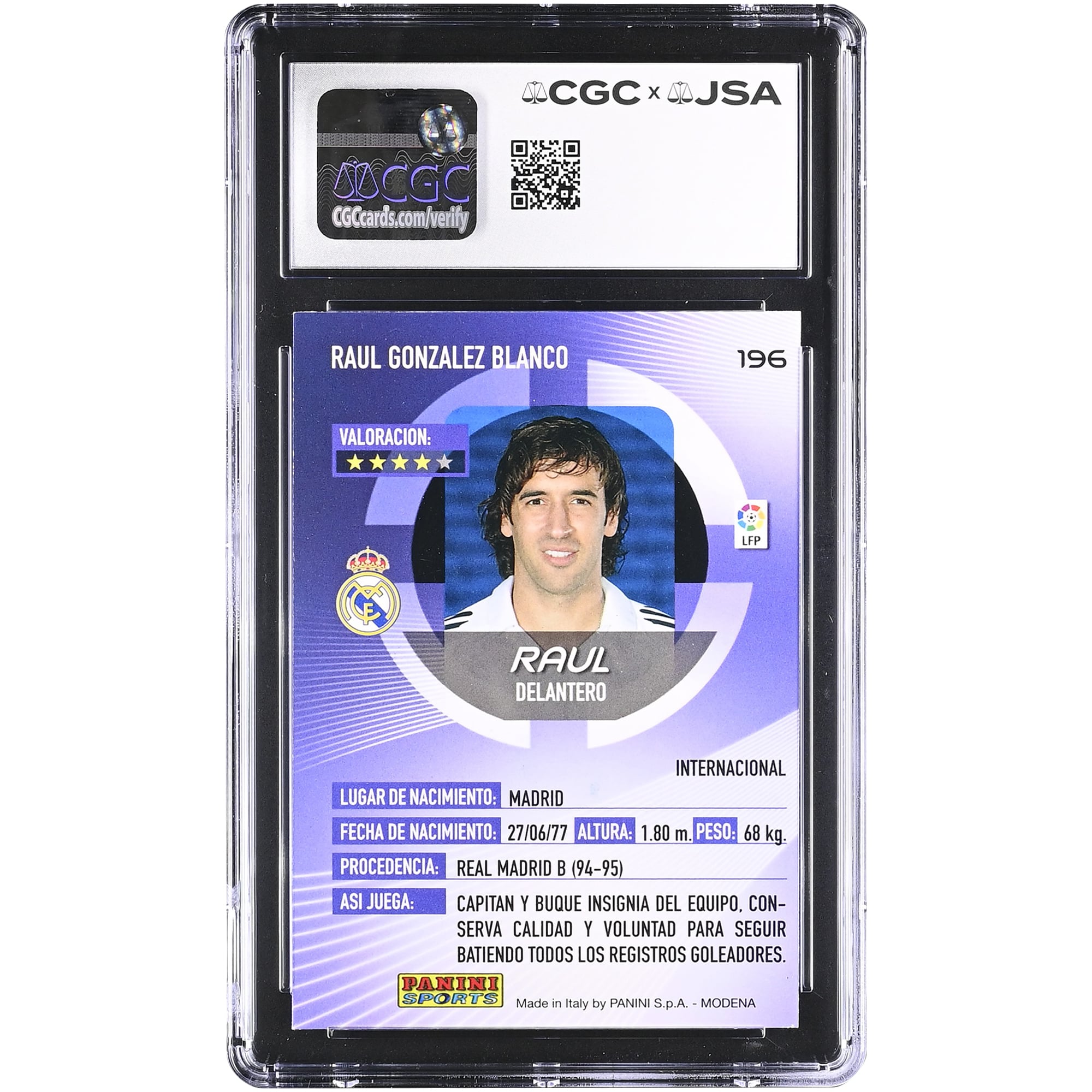 Raúl González Real Madrid Autographed 2006-07 Panini Megacracks #196 CGC Authenticated Card