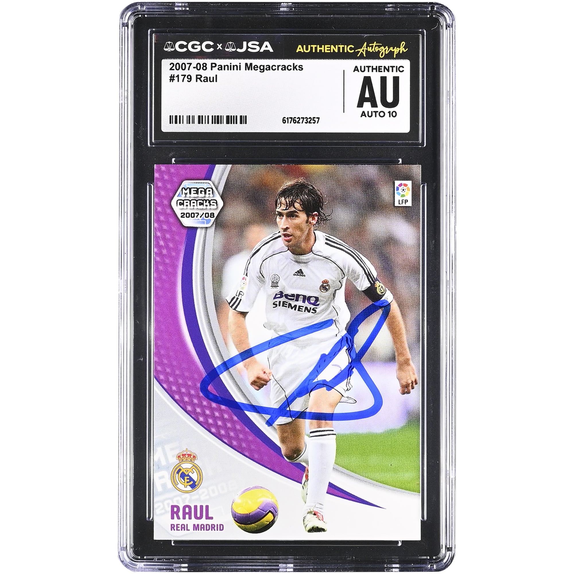 Raúl González Real Madrid Autographed 2007-08 Panini Megacracks #179 CGC Authenticated Auto 10 Card