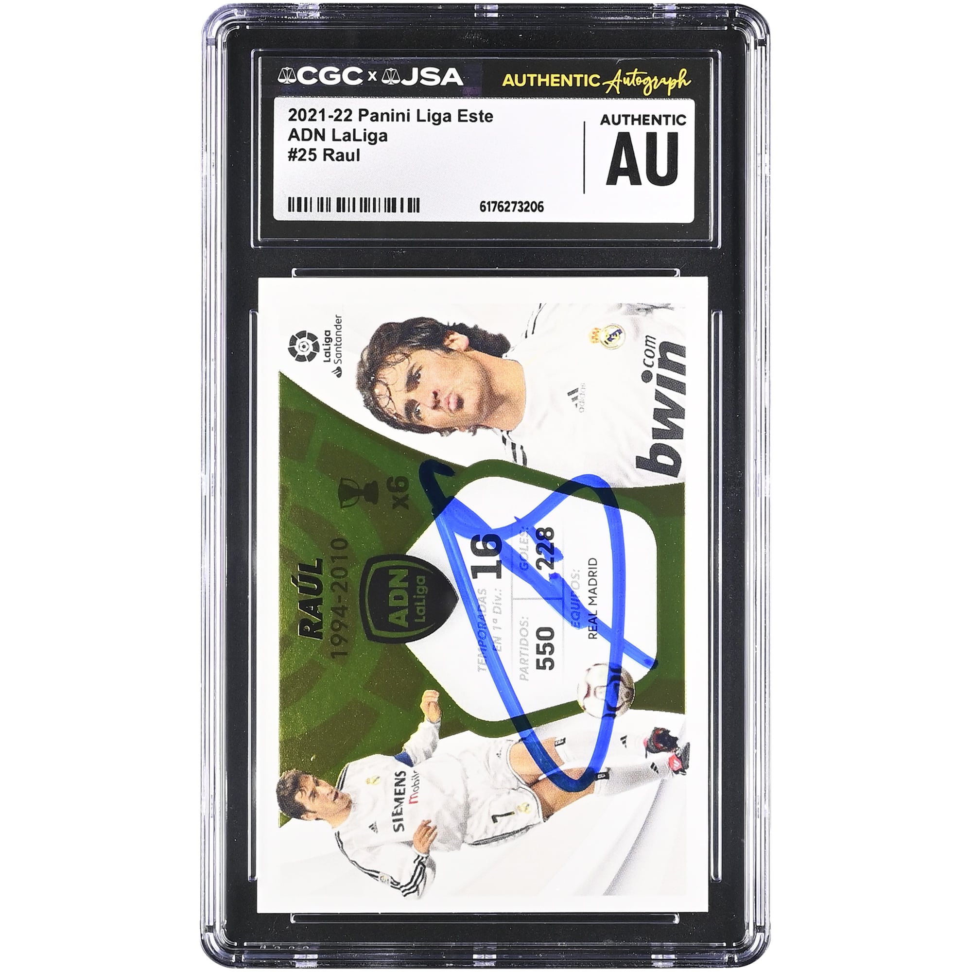 Raúl González Real Madrid Dédicacé 2021-22 Panini Liga Este ADN LaLiga #25 Carte authentifiée CGC