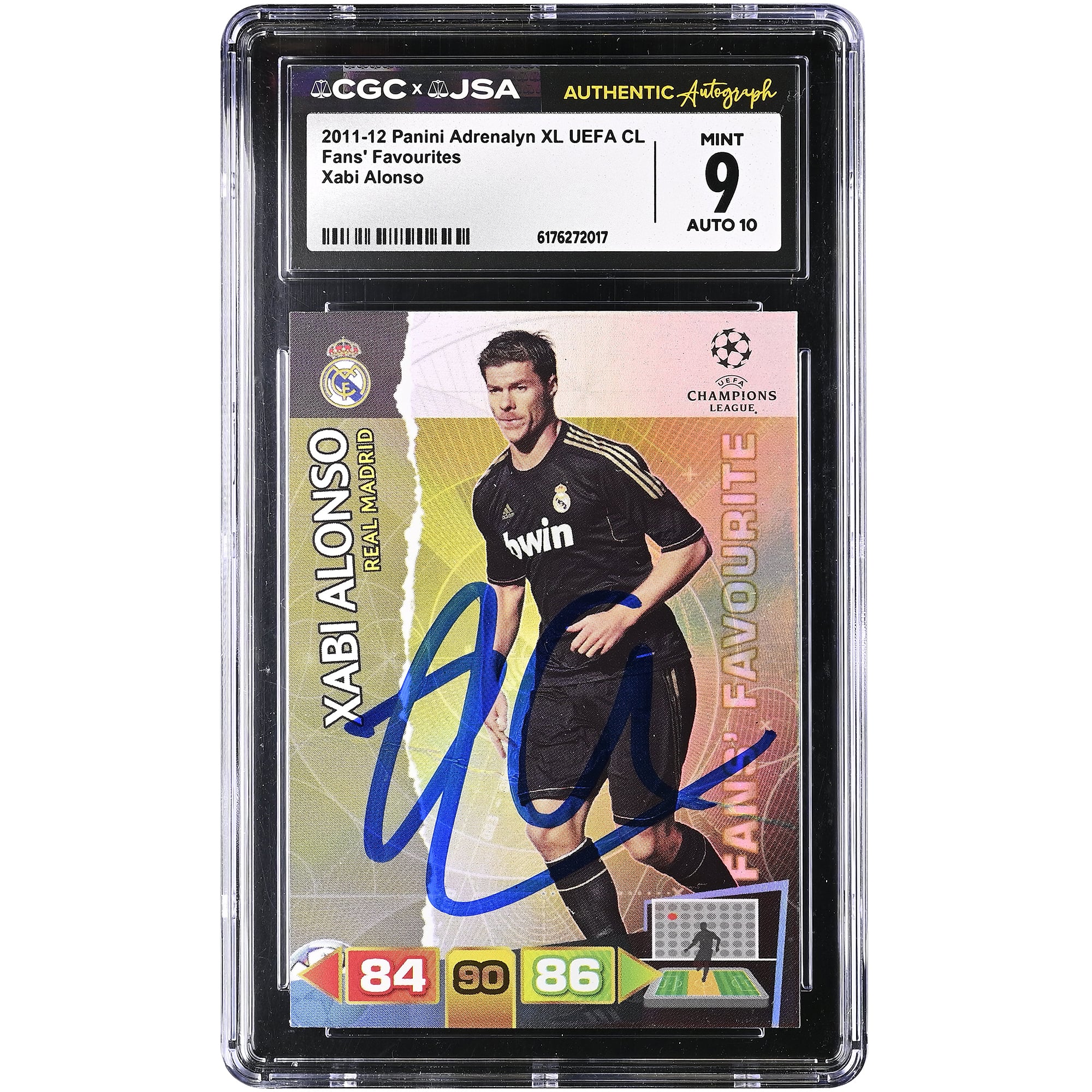 Xabi Alonso Real Madrid Autographed 2011-12 Panini Adrenalyn XL UEFA CL Fans' Favourites #NNO CGC Authenticated 9/10 Card