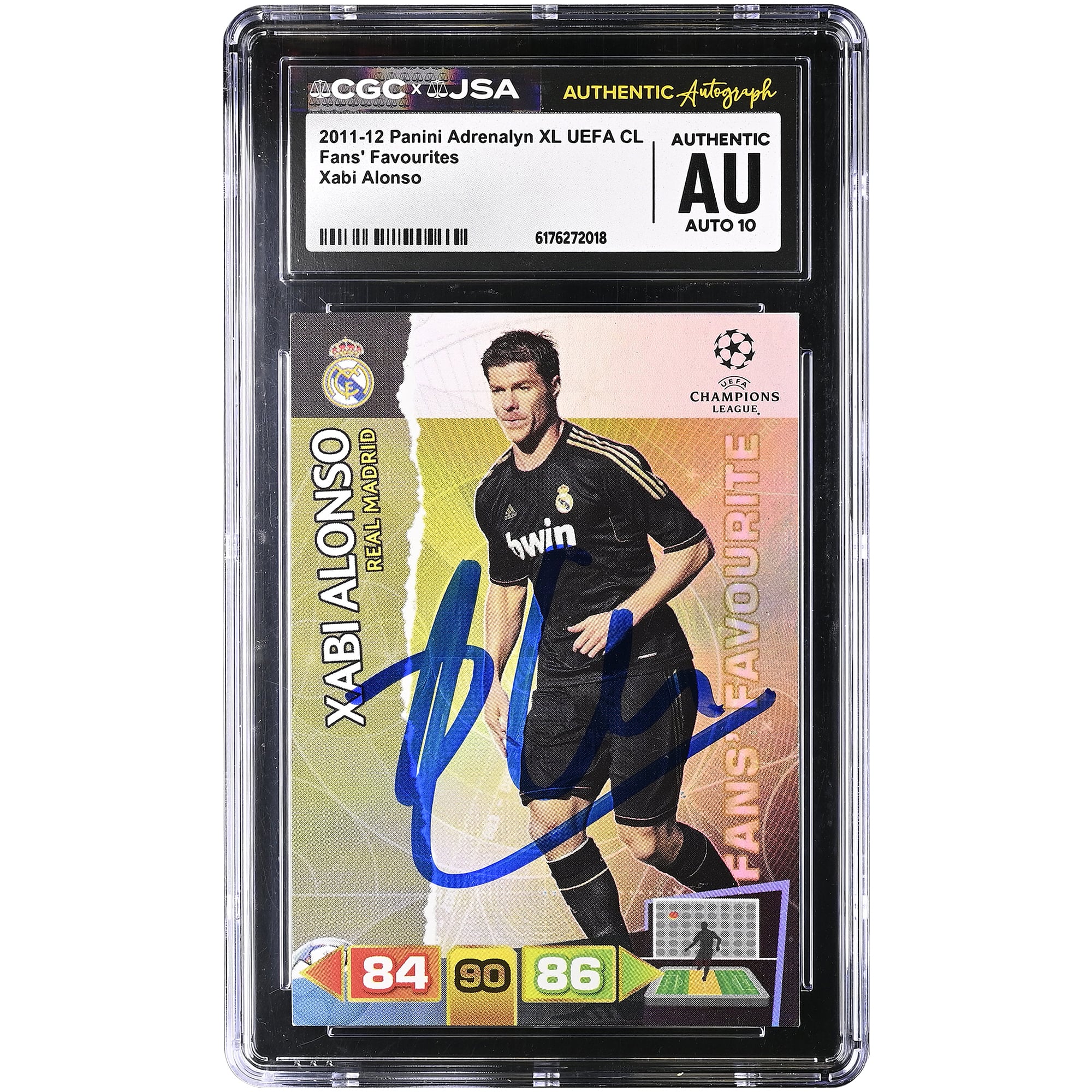 Xabi Alonso Real Madrid Autographed 2011-12 Panini Adrenalyn XL UEFA CL Fans' Favourites #NNO CGC Authenticated Auto 10 Card