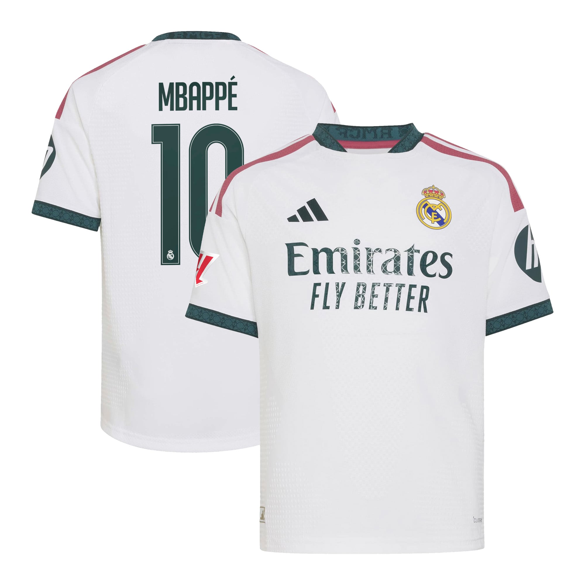 Maillot domicile authentique adidas Kylian Mbappé blanc Real Madrid 2026/27 pour enfant