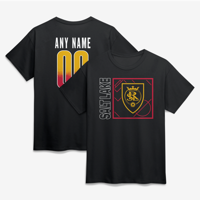 Real Salt Lake  Home Field Pop Personalized Name & Number T-Shirt - Black