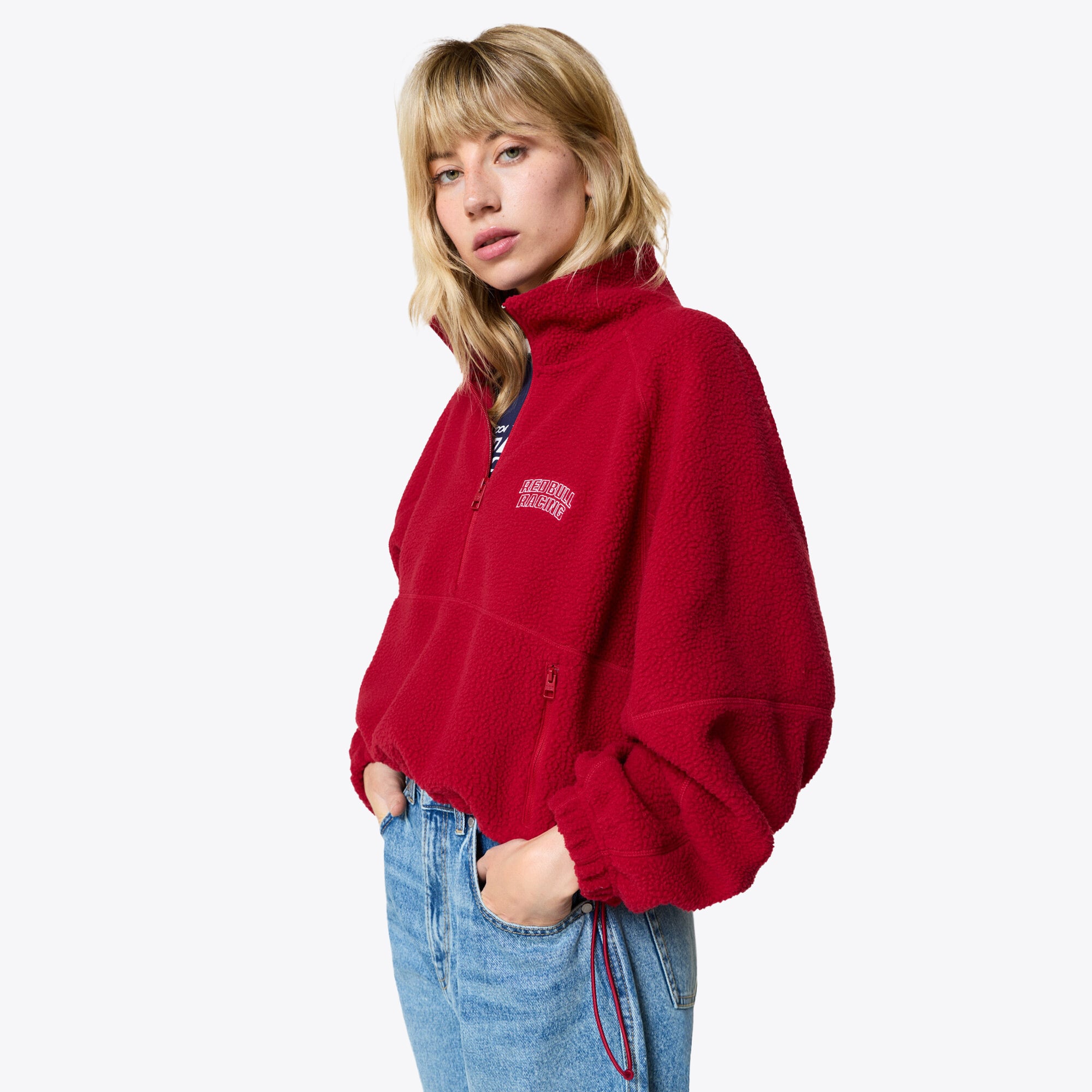 Oracle Xs Oracle Red Bull Racing Pepe Jeans Half Zip Fleece - Red - Womens