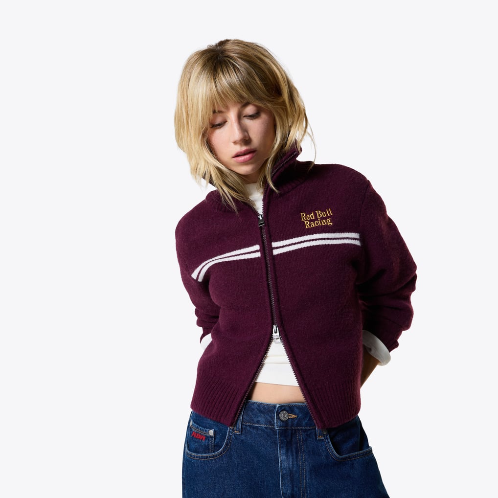 Oracle Xs Oracle Red Bull Racing Pepe Jeans Stripe Zip Knit - Burgundy - Womens