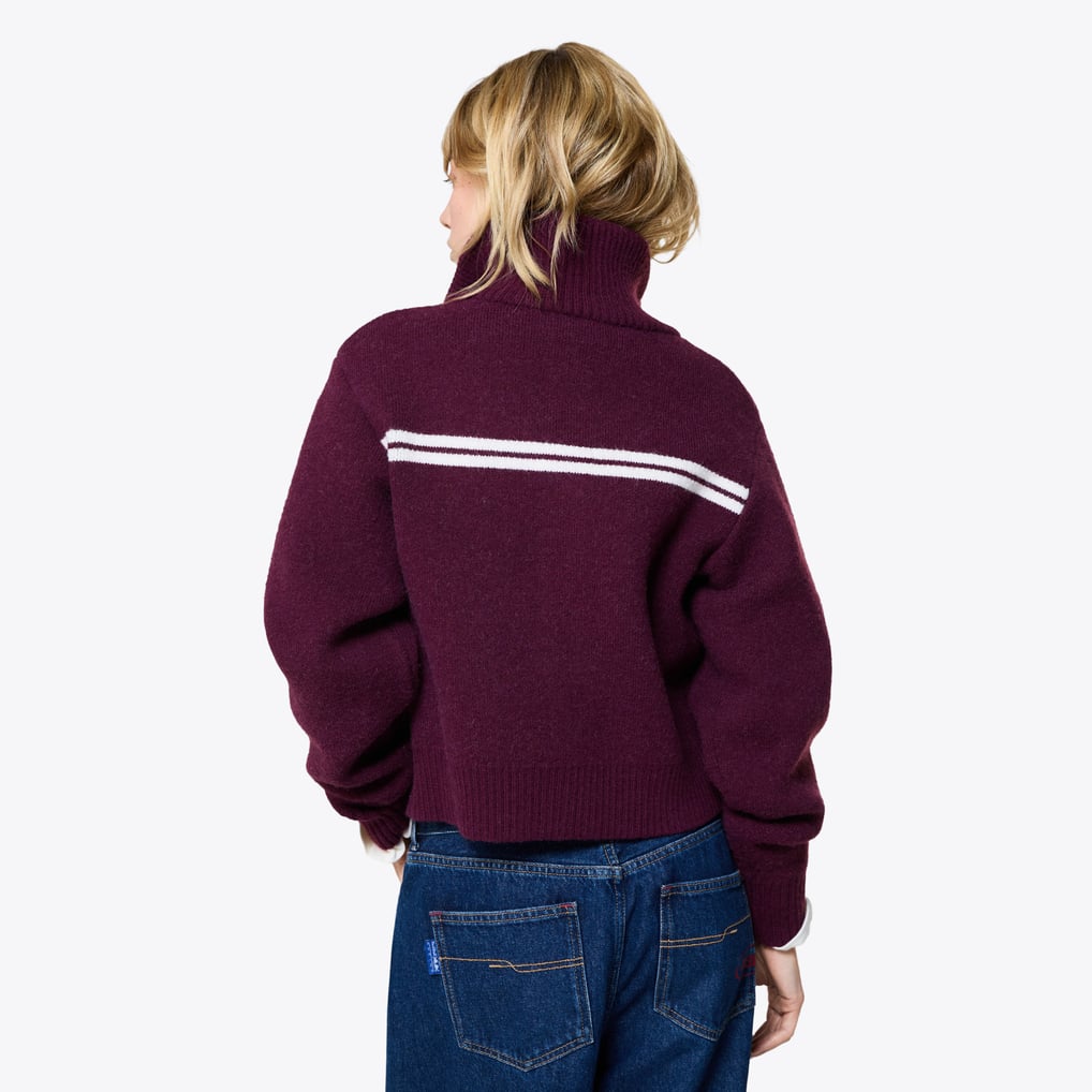 Oracle Xs Oracle Red Bull Racing Pepe Jeans Stripe Zip Knit - Burgundy - Womens