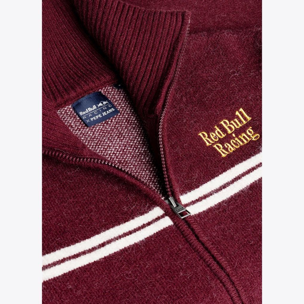 Oracle Red Bull Racing Pepe Jeans Stripe Zip Knit - Burgundy - Womens